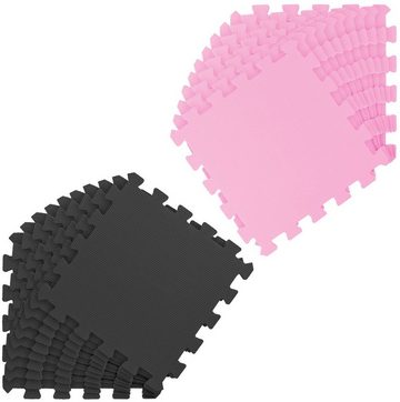 LittleTom Puzzlematte 18 Teile Baby Kinder Puzzlematte ab Null - 30x30cm, pink schwarze Kindermatte