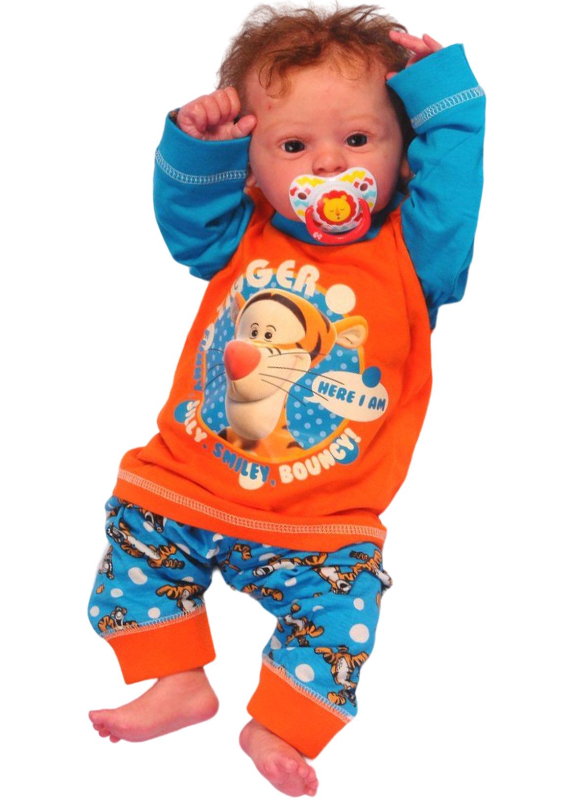 Pyjama Schlafanzug für Babys und Kleinkinder in blau orange