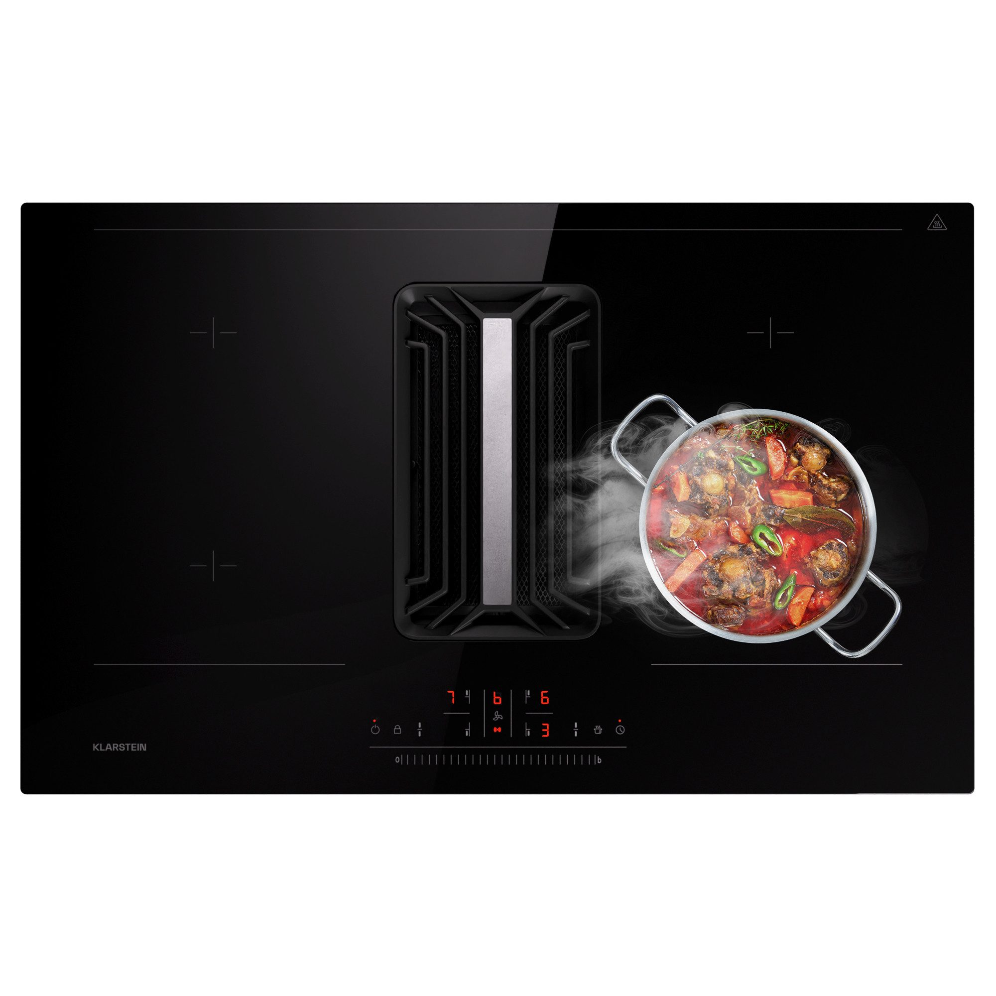 Klarstein Induktions-Kochfeld AirJet 83 Down Air Induktion+Abzug 83 cm 4 Zonen 7200W 754 m³/h A++ 10045576, Kochfeld Hob mit Dunstabzughaube 4-fach Touch & A++