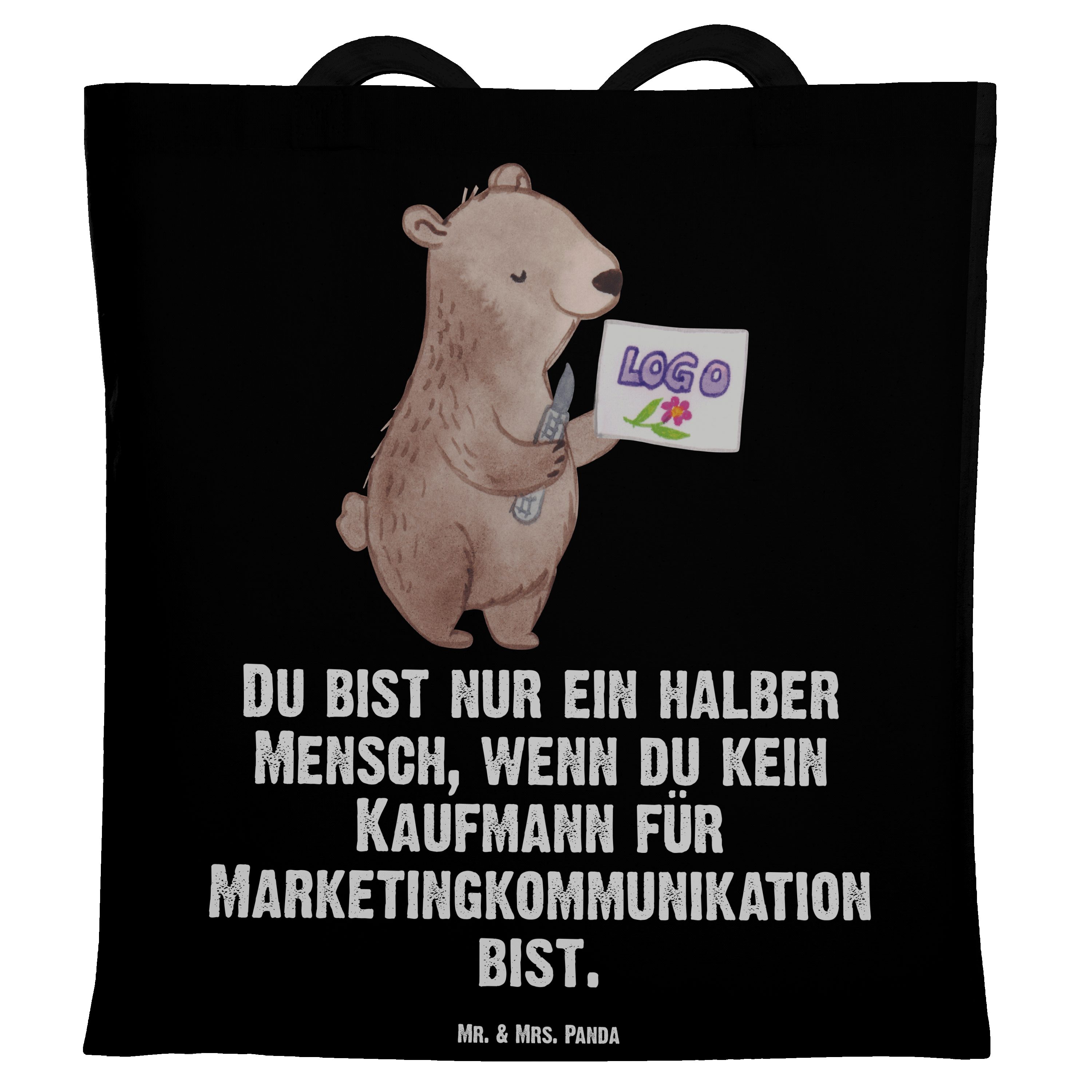 - Geschenk, Mrs. Tragetasche Schwarz Mr. St Marketingkommunikation (1-tlg) - für & Panda Kaufmann mit Herz