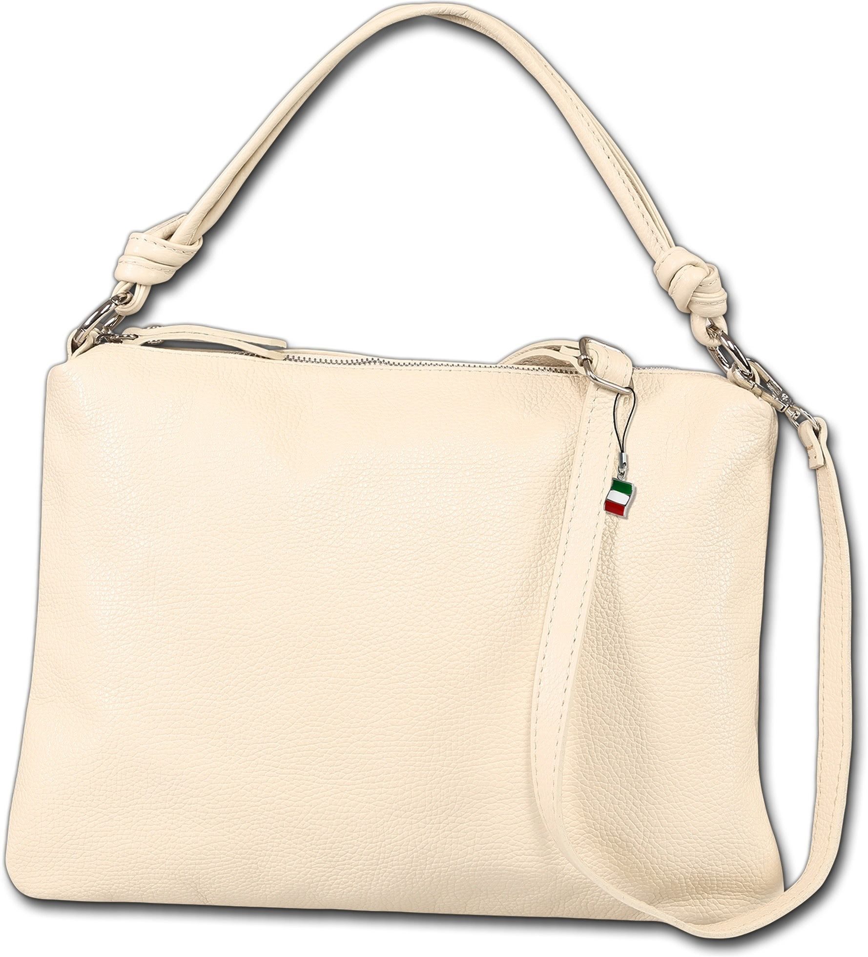 FLORENCE Schultertasche Florence Damen Schultertasche Leder (Schultertasche, Schultertasche), Damen Tasche Echtes Leder beige