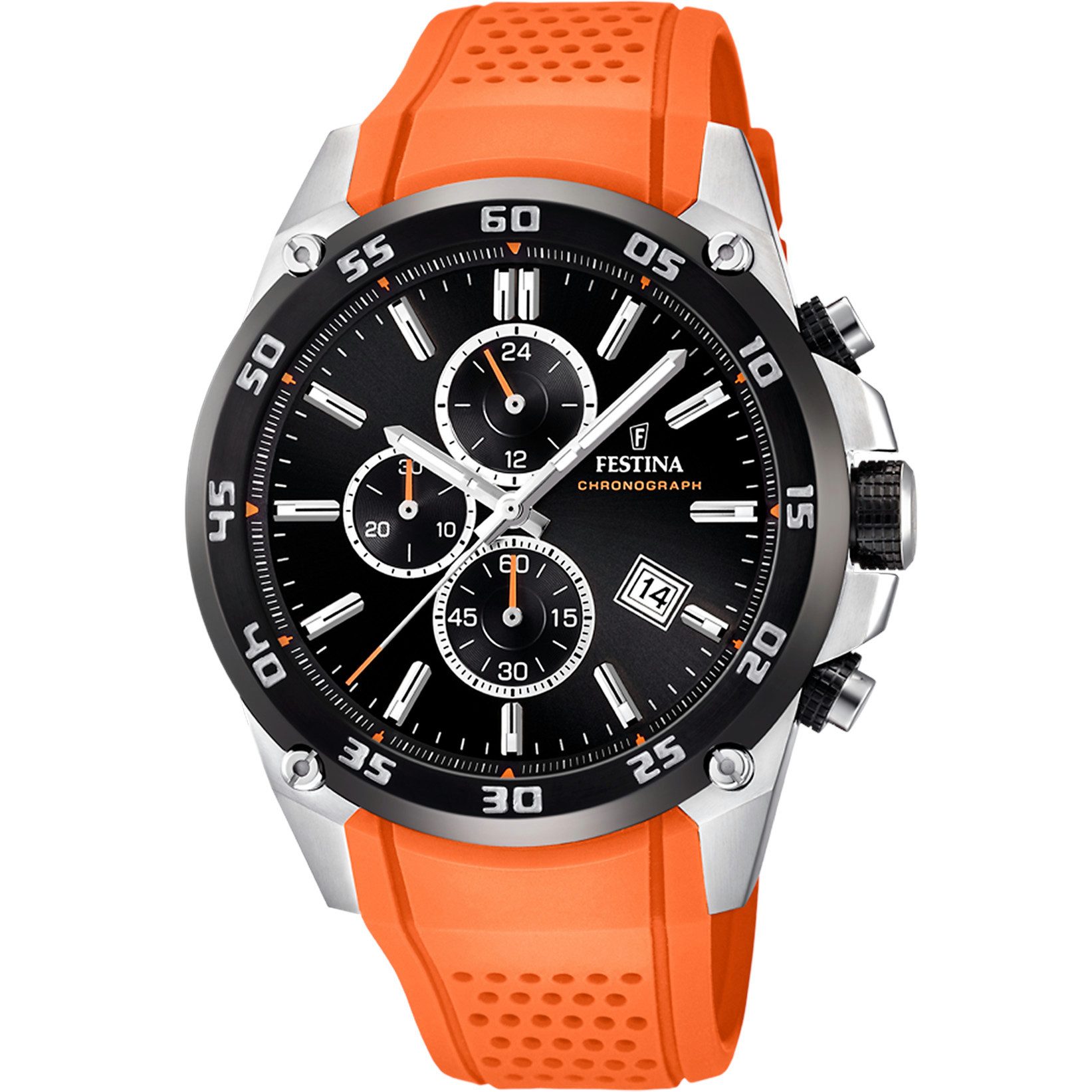 Festina Chronograph F20330/4 Herrenarmbanduhr – Silikonarmband Orange, 47 m günstig online kaufen