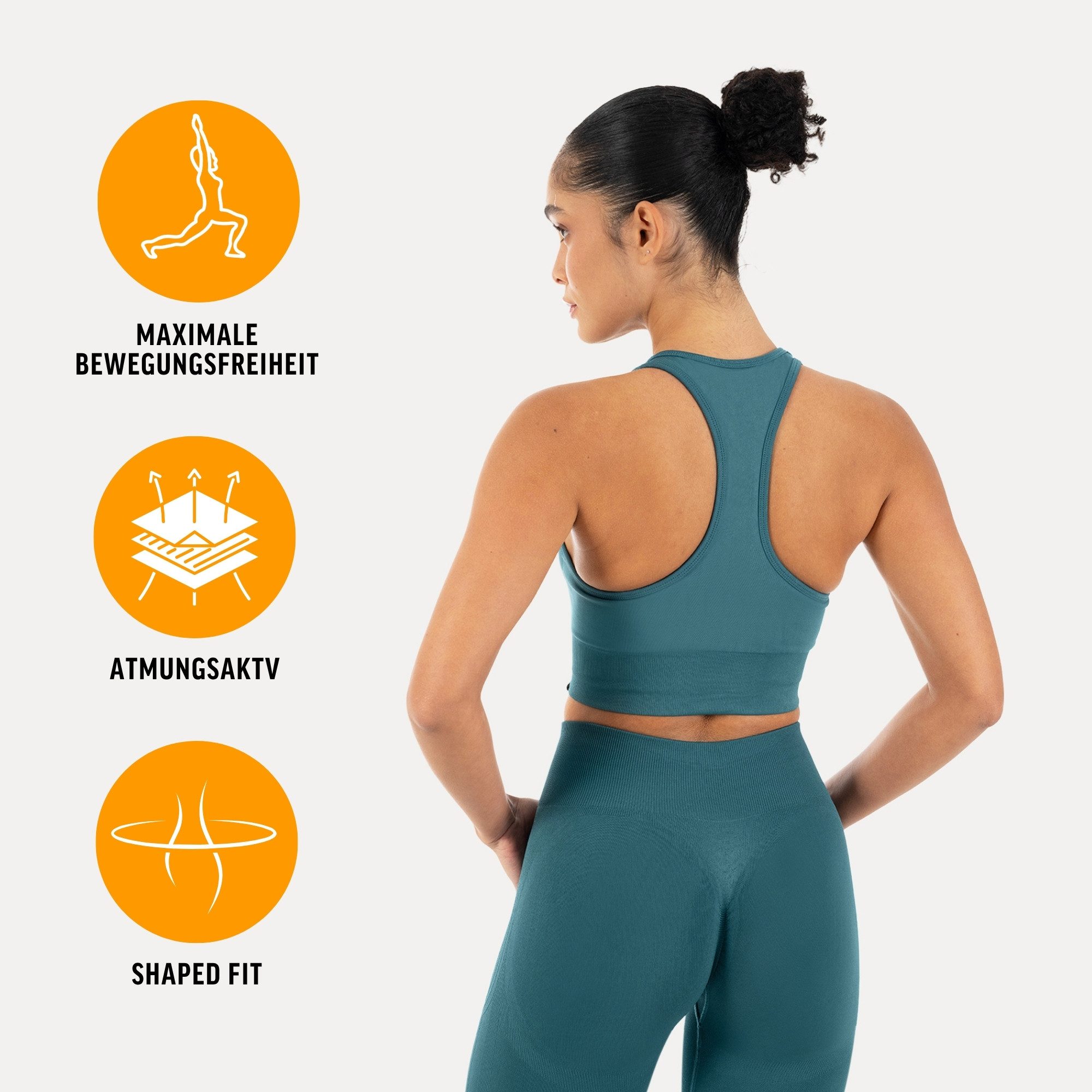 Smilodox Sport-BH Vonda, Sport Top Damen, Gym-BH für Workouts,Training & Yoga V-Ausschnitt, Seamless, Shaped Fit, Support-Bund, elastisch