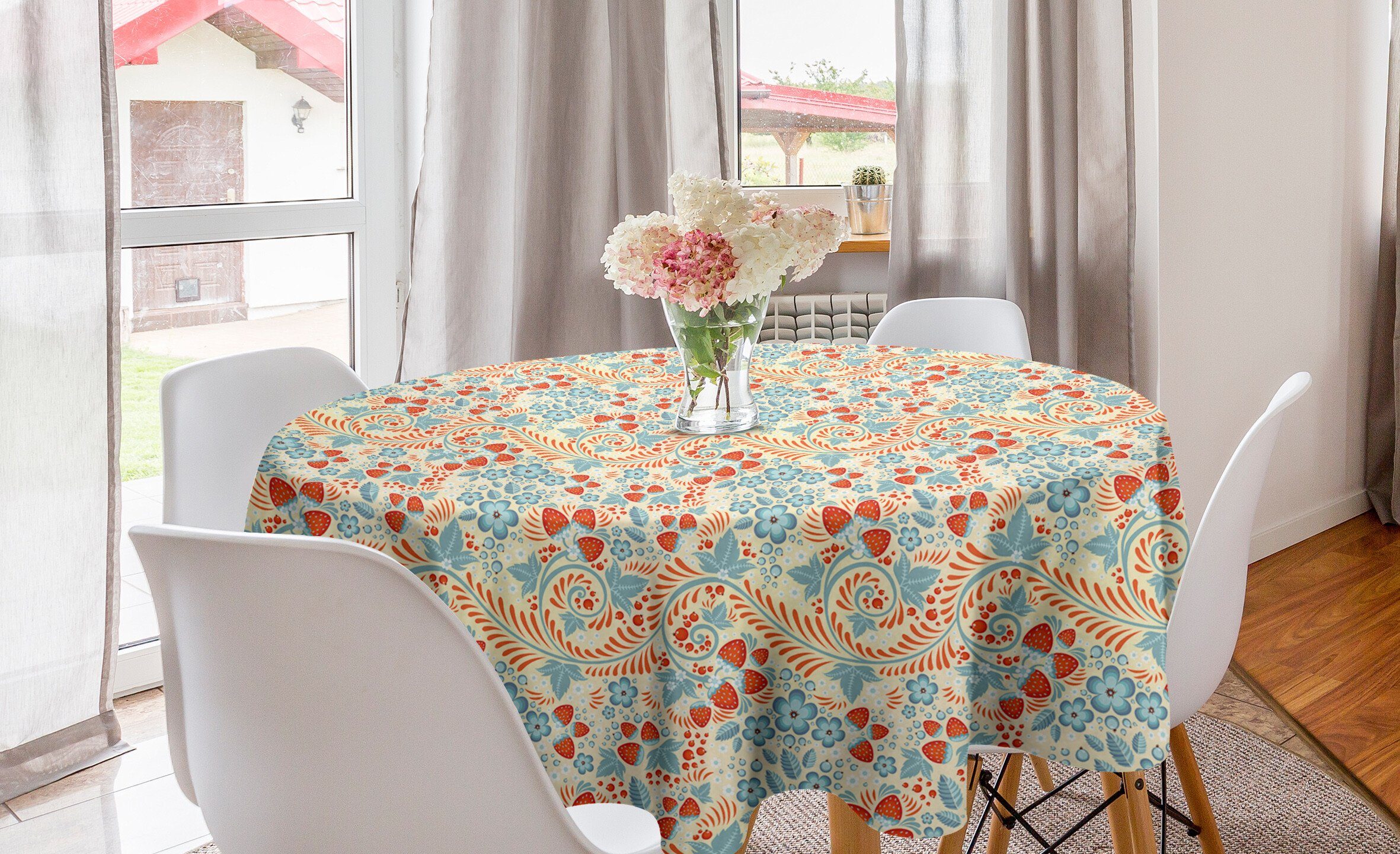 Küche Tischdecke Tischdecke Esszimmer Khokhloma Abakuhaus Abdeckung Muster Dekoration, für Kreis Blumen in Bild
