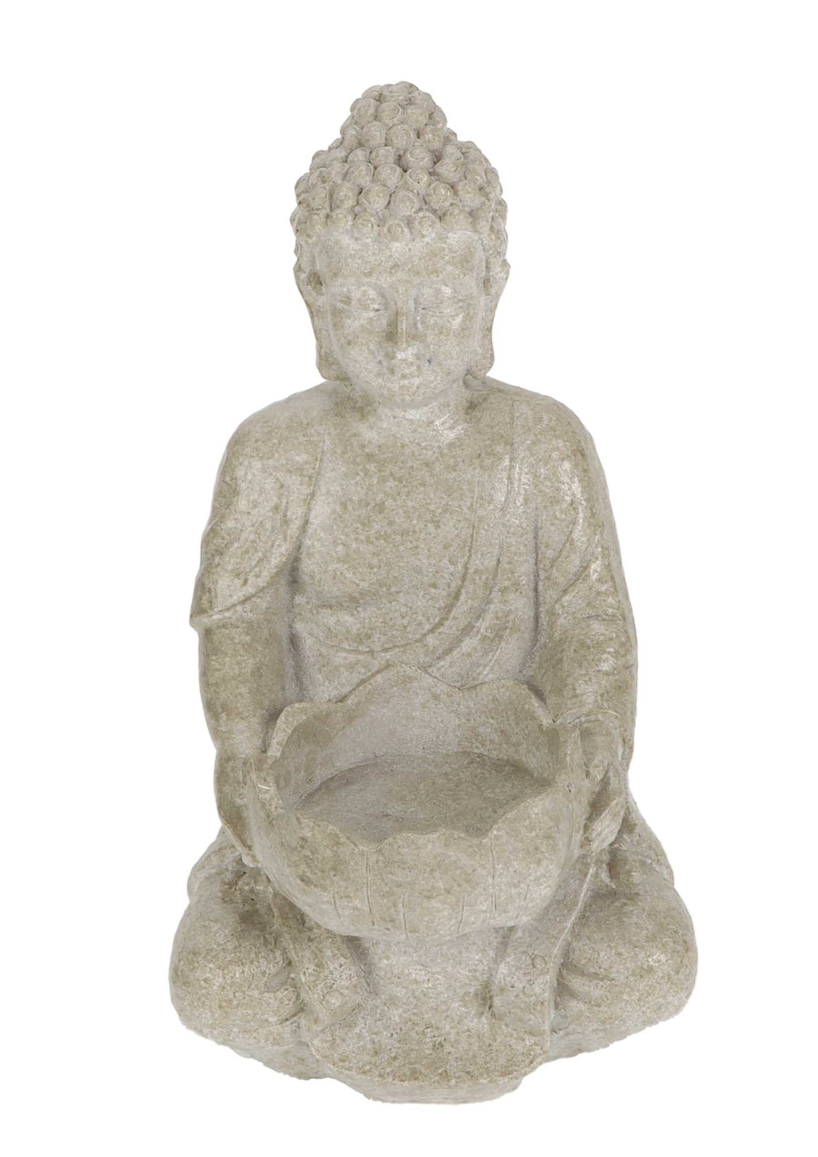 Bubble-Store Buddhafigur sitzende Buddha-Figur (Garten Deko Buddha Figur, 1 St., Buddha im Lotussitz), Buddha mit Teelichthalter