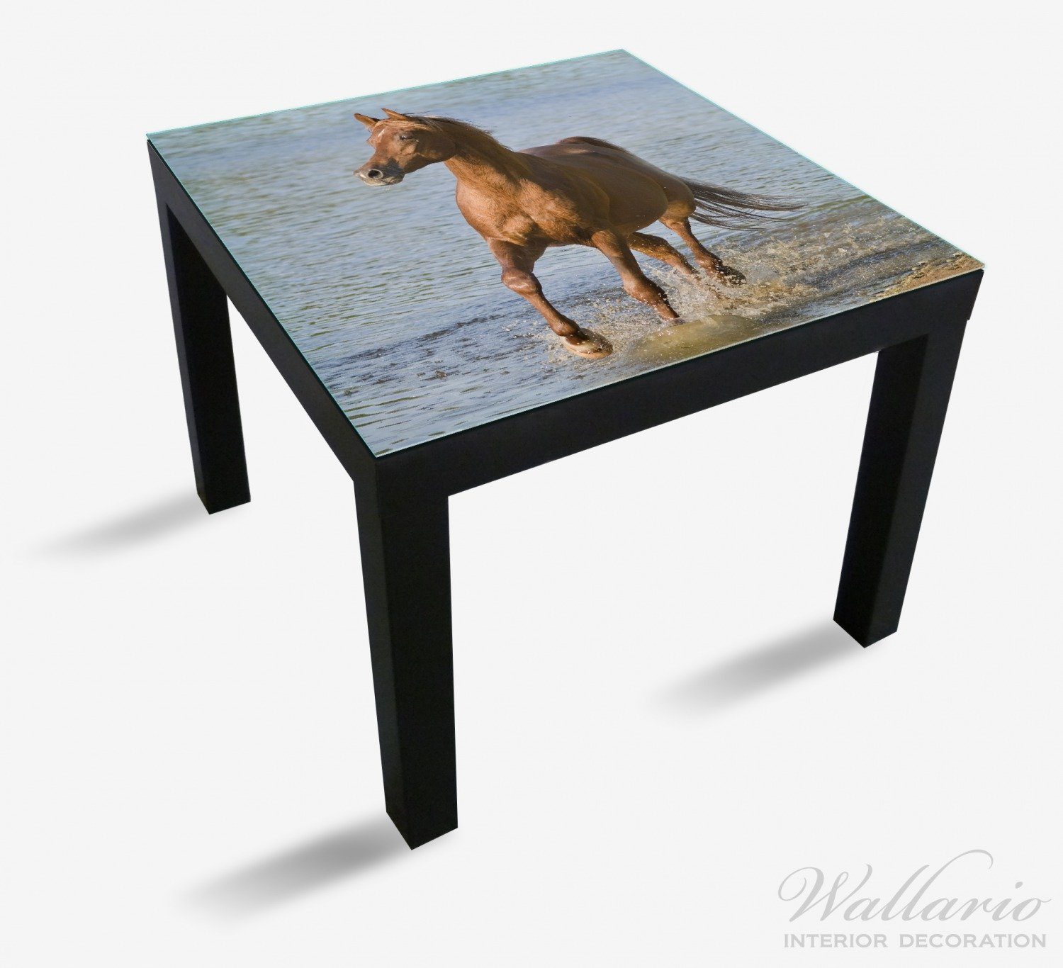 Wallario Tischplatte Braunes Araber geeignet Ikea Pferd Wasser (1 am Meer St), Tisch Lack am für