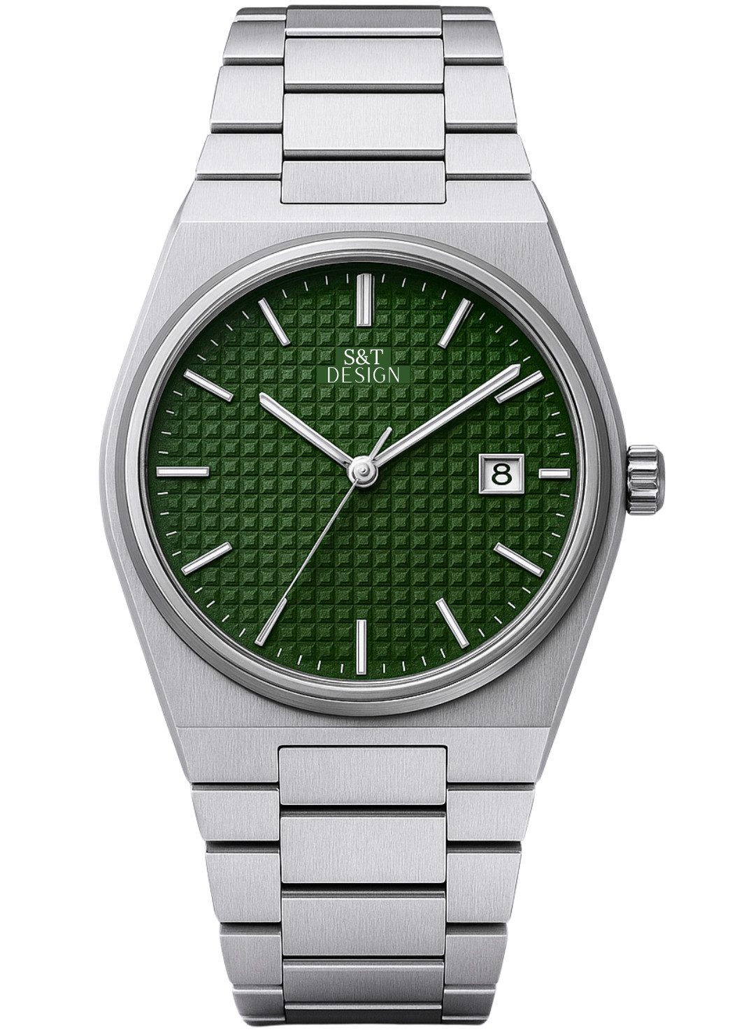 S&T Design Quarzuhr Herrenuhr Edelstahl Armbanduhr Herren Uhr Datum Silber, (Geschenkebox (Etui), inkl. Uhrenbox), Einfache Männer Uhr Metall Silber Datum Wasserdicht 3Bar