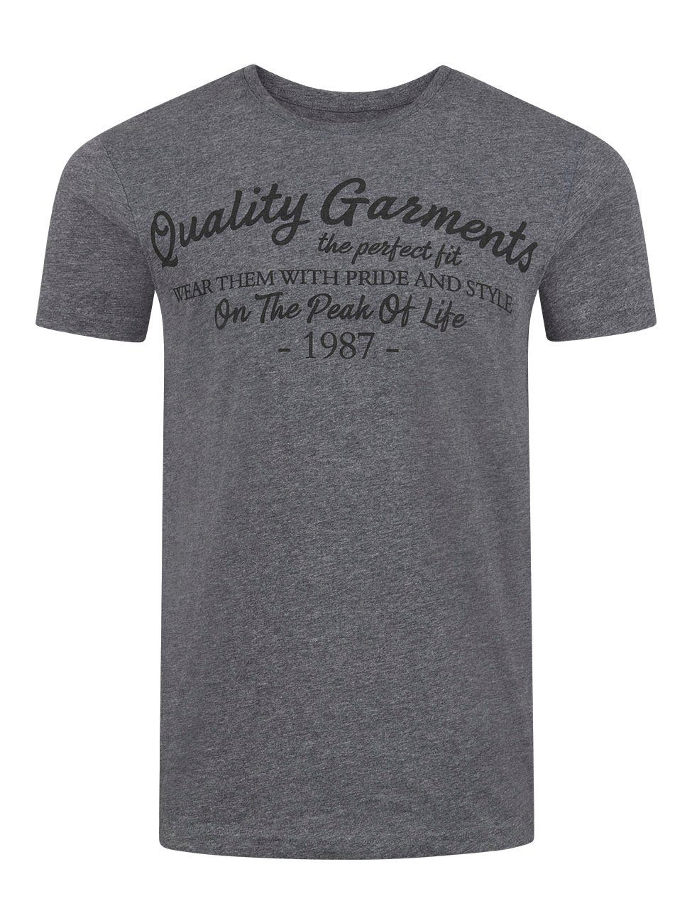 riverso T-Shirt Herren Printshirt RIVLeon Regular Fit (1-tlg) Kurzarm Tee Shirt mit Rundhalsausschnitt aus 100% Baumwolle Grau (RJD)