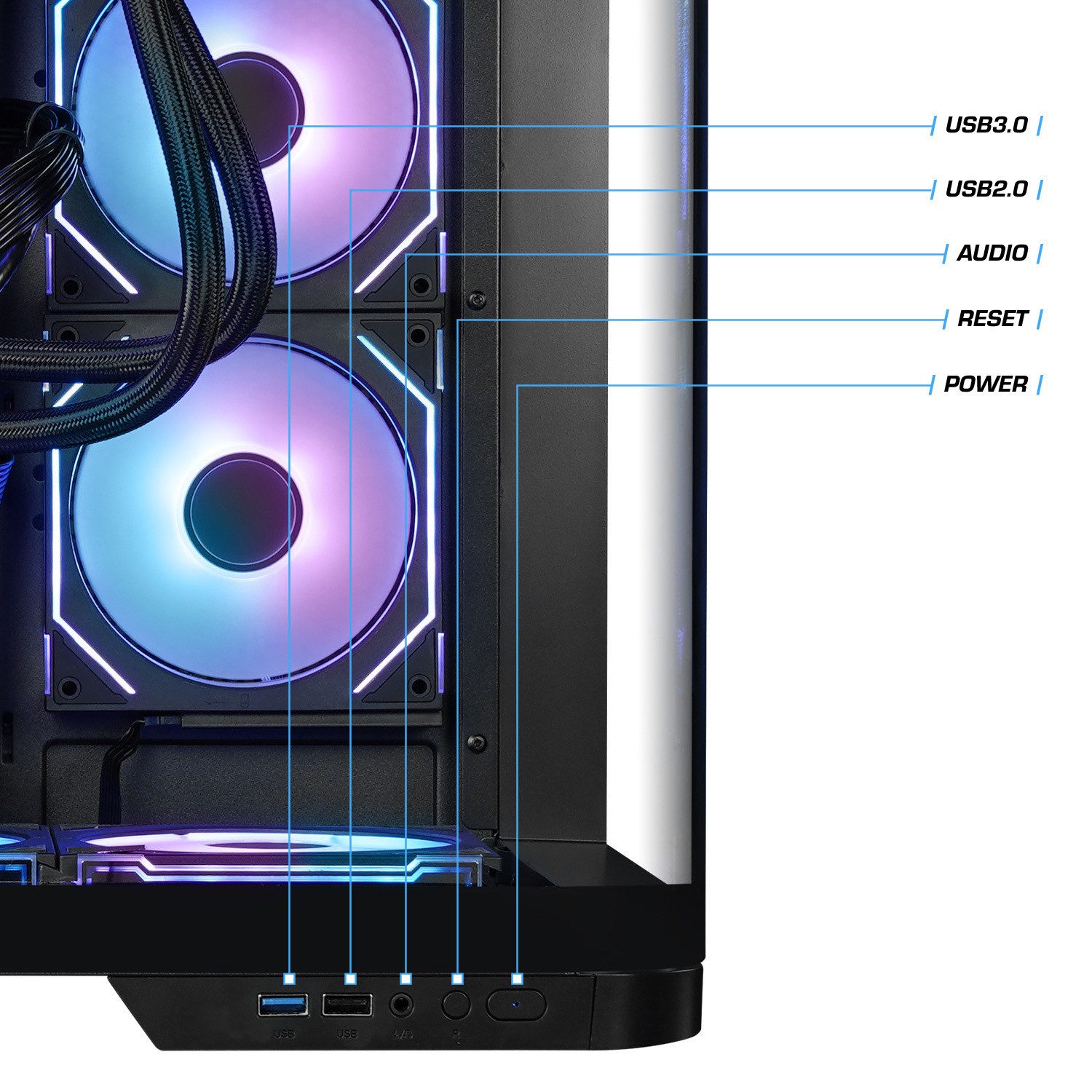 Kiebel Panorama Curve V Gaming-PC (AMD Ryzen 9 AMD Ryzen 9 5950X, RTX 5070, 32 GB RAM, 1000 GB SSD, Wasserkühlung, WLAN, ARGB-Beleuchtung)