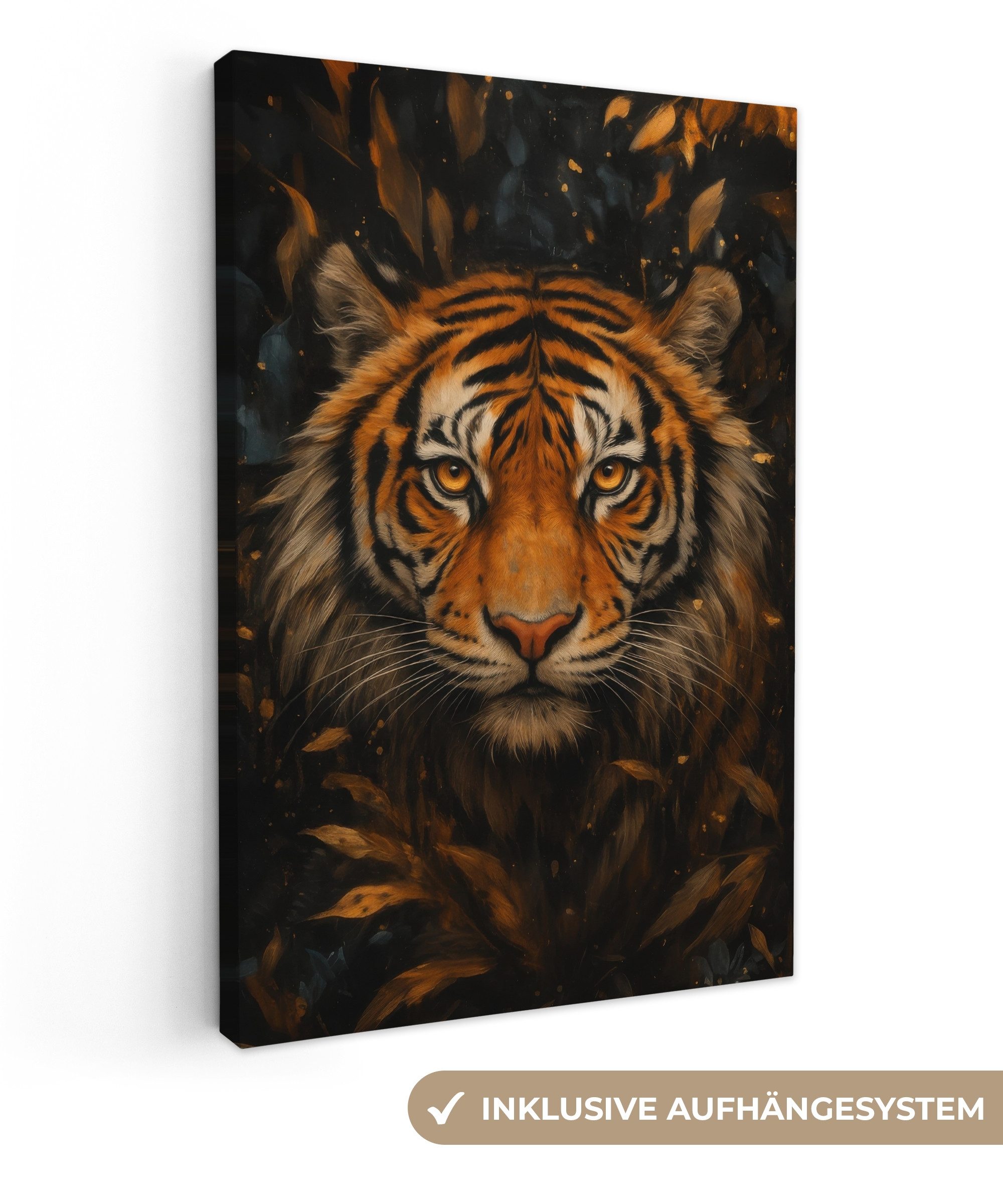 OneMillionCanvasses® Leinwandbild Blätter - Tiger - günstig online kaufen