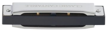 Classic Cantabile diatonische Mundharmonika AHB-250, A-Dur, (Inkl. Box & Pflegetuch), 10 Phosphor-Bronze Stimmzungen - Edelstahlgehäuse