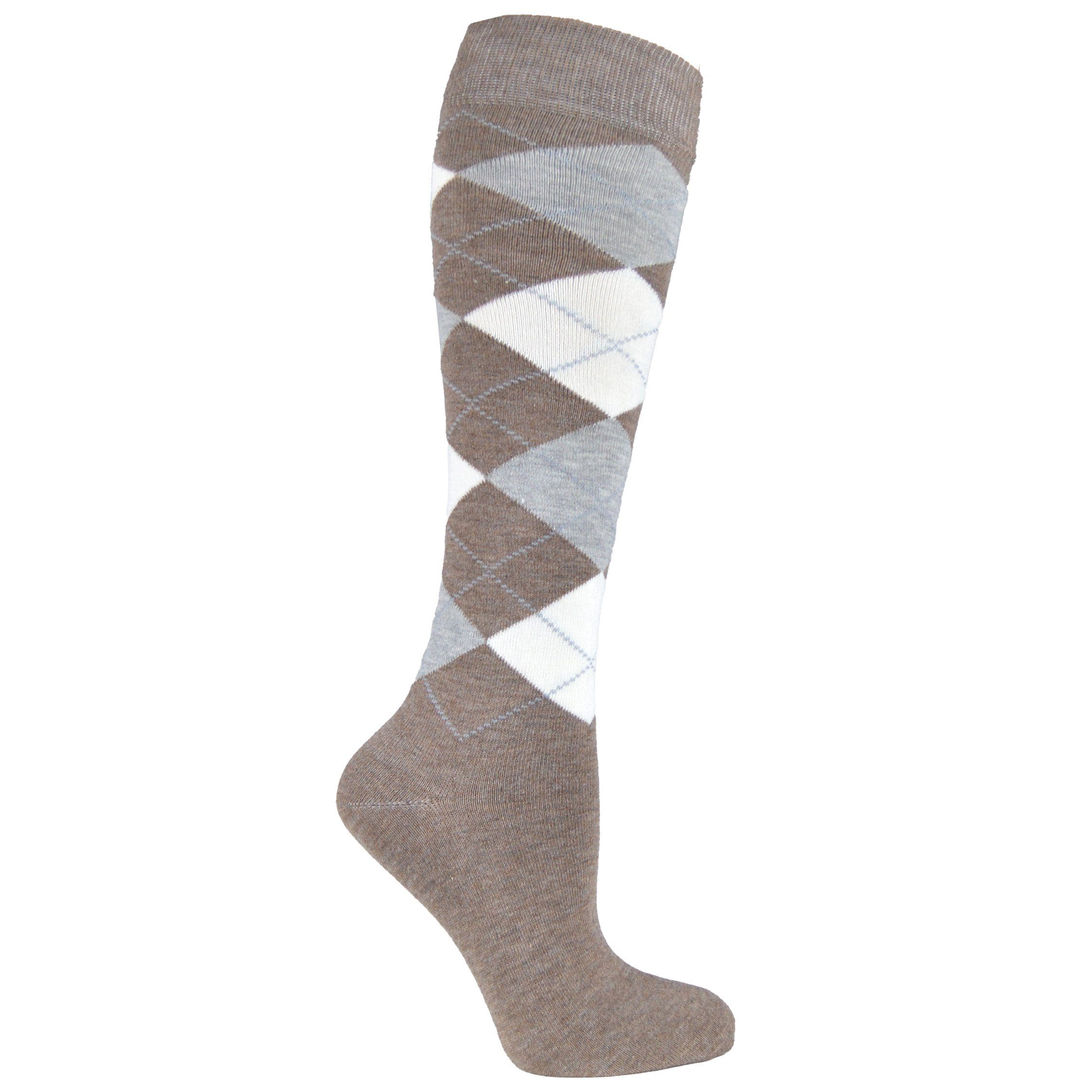 Socked Kniestrümpfe Herren (6 Paar) Baumwolle, lange Socken, guter Halt, Uni / Karo-Muster