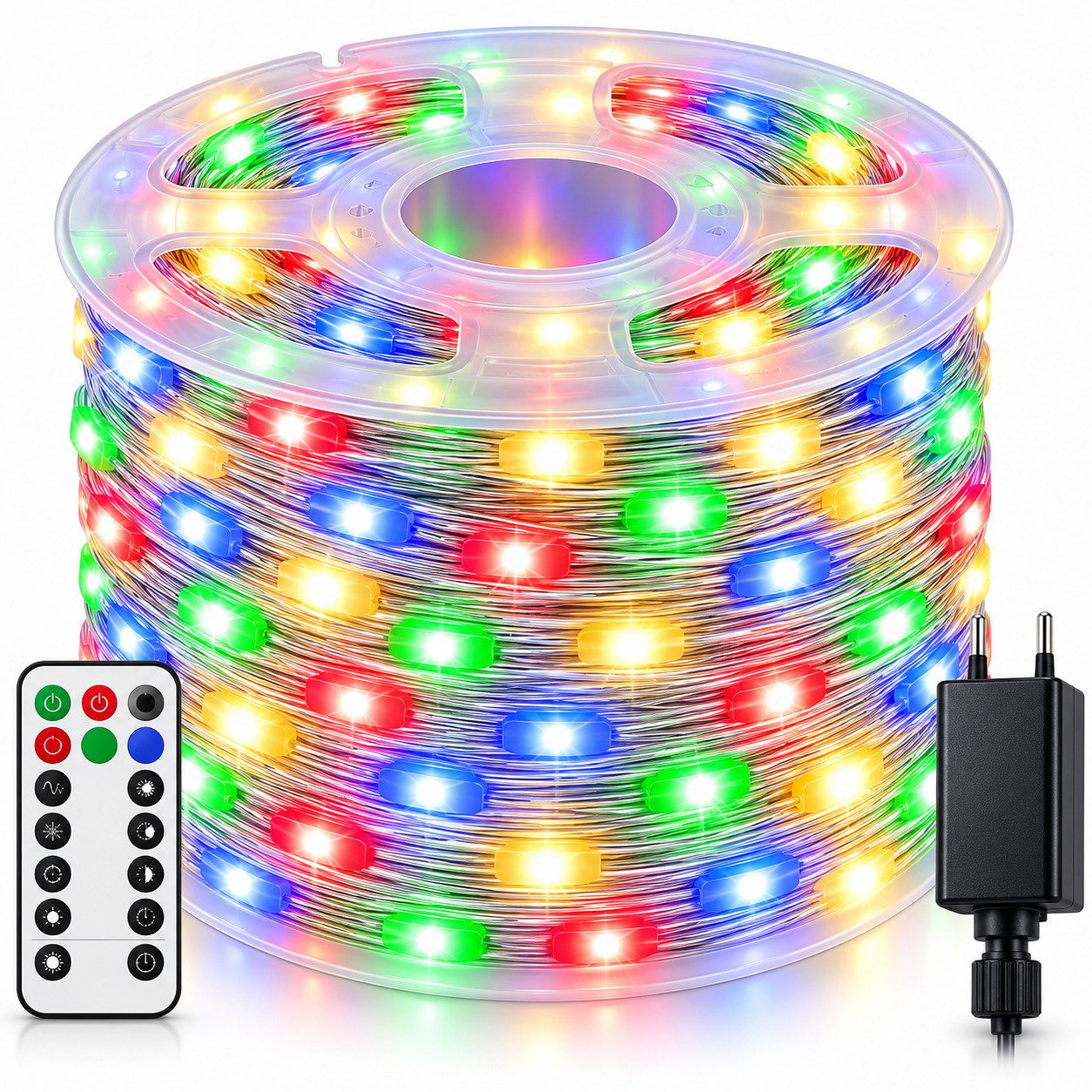 Ollny LED-Lichterkette, 400-flammig, Hochwertige IP67 Festlichter: Wasserdicht, 8 Modi & Timer-Funktion