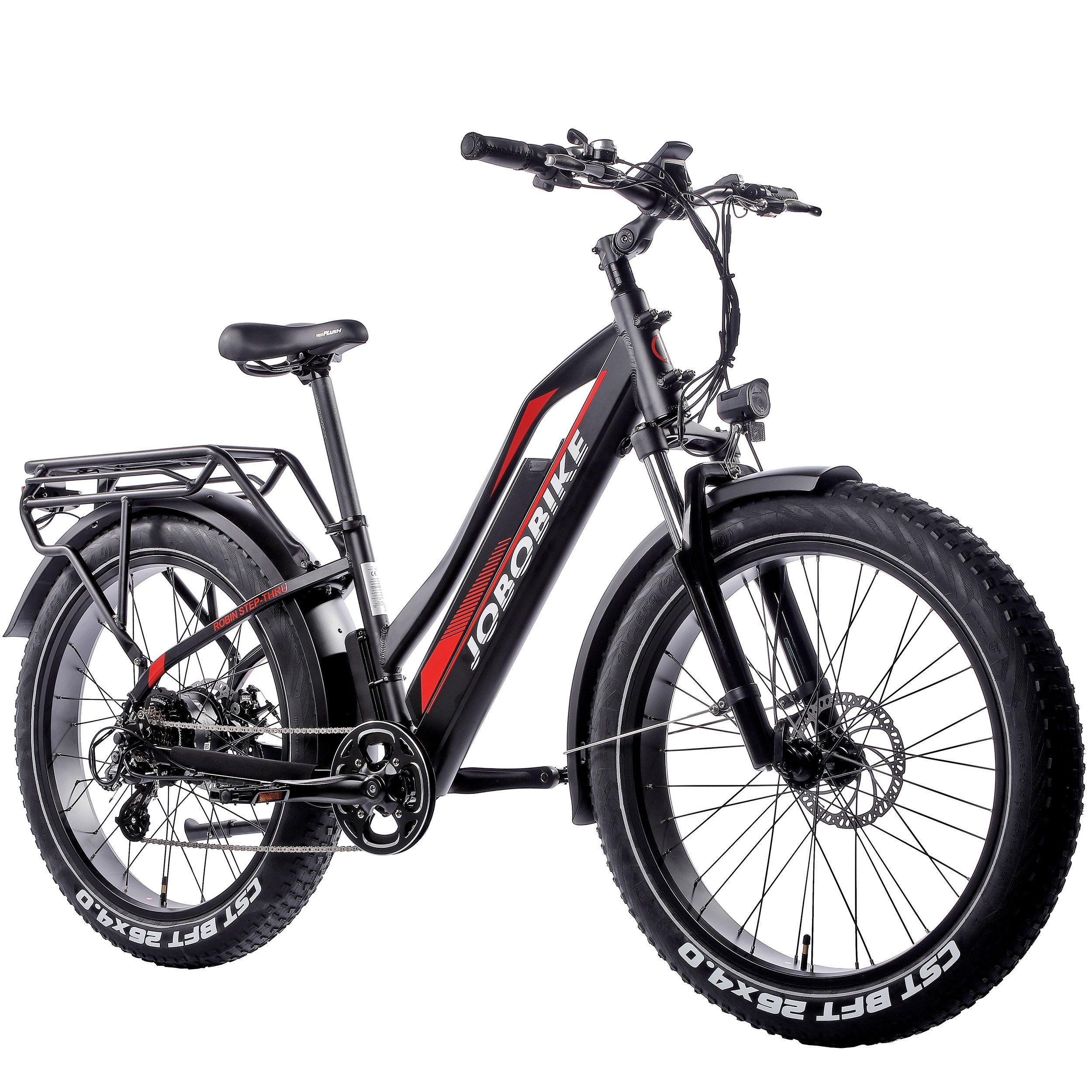 JOBOBIKE E-Bike Mountainbike 26x4 Zoll für Damen und Herren, Elektro Fahrrad Robin 624Wh, 130km, 7 Gang Shimano, Kettenschaltung, Heckmotor, 624 Wh, (Herausnehmbarer Akku, Scheibenbremsen, bis 150kg), Fat Tire, mit 5 Stufen, Elektrofahrrad für Erwachsene und Jugendliche