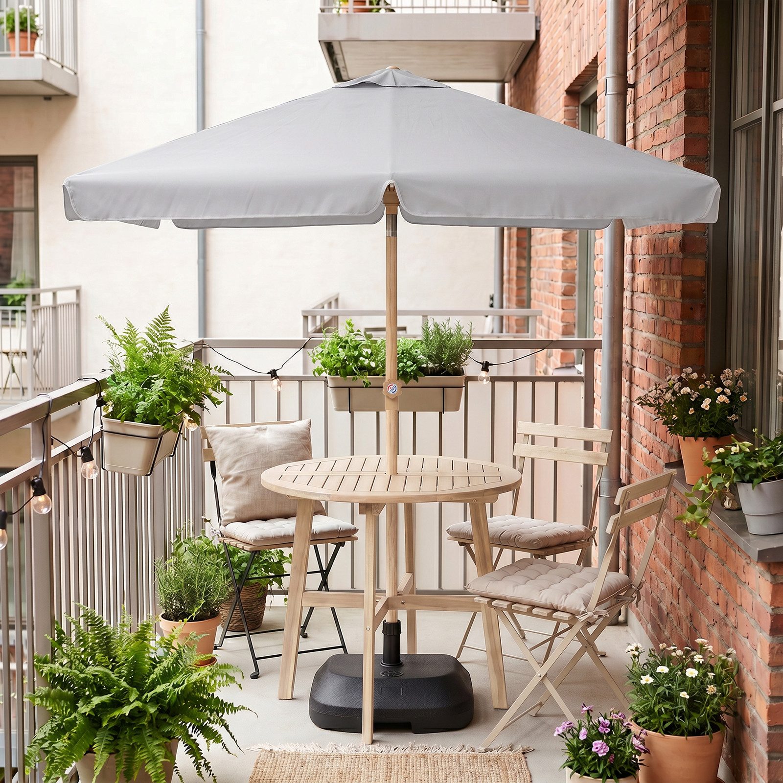 Sekey Rechteckschirm Sonnenschirm Rechteckig Balkon Balkonschirm Knickbar, LxB: 200x125,00 cm, UV50+ Sonnenschutz, für Terrasse