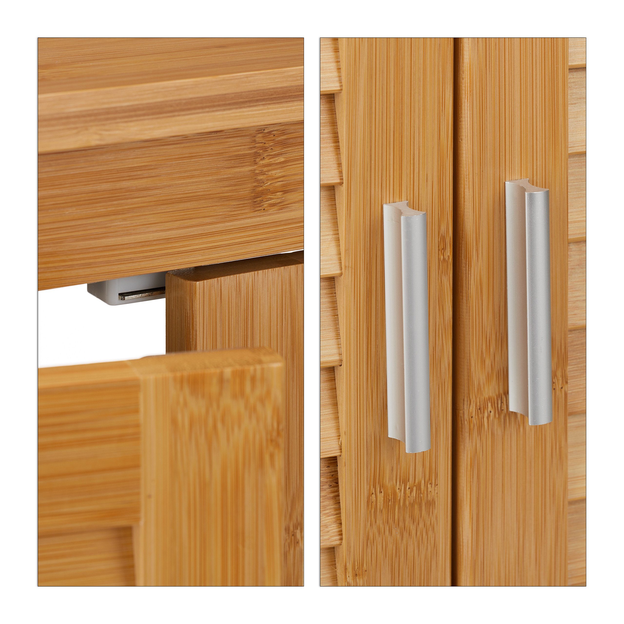 relaxdays Waschbeckenunterschrank LAMELL Bambus (1-St) – Bild 5 von 5
