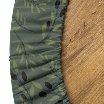 Abakuhaus Tischdecke Rundum-elastische Stofftischdecke, Olive Pastellton Zweige Blätter