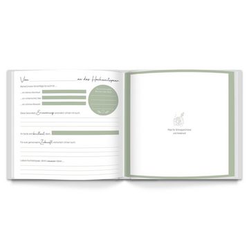 LEAF & GOLD Notizbuch Gästebuch Hochzeit, Greenery Design, Edles Hochzeitsgästebuch mit Fragen, Gästebuch zum