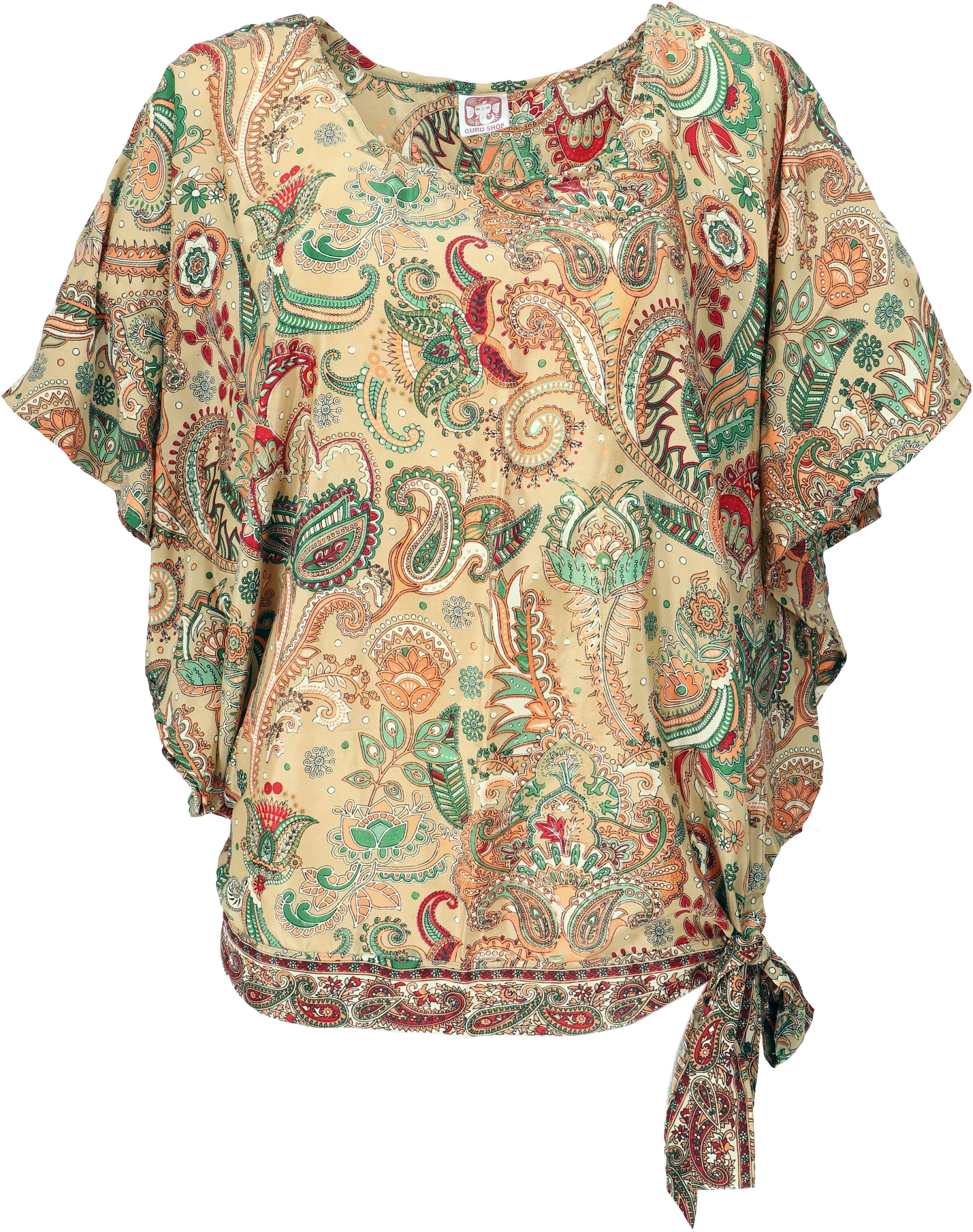 GURU SHOP Batik Hippie, maglietta con scollo a V, unica, da