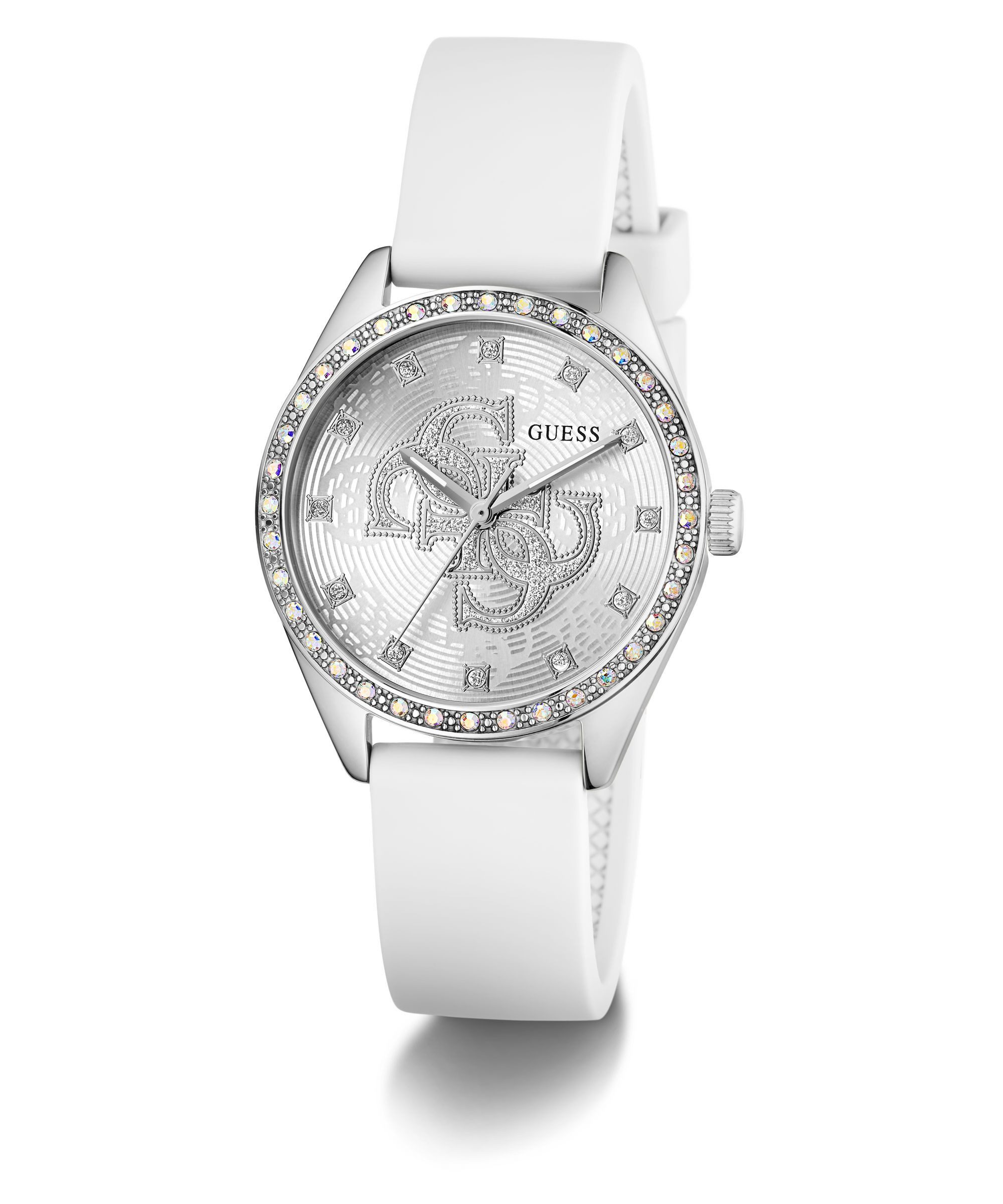 Guess Quarzuhr AVA GW1042L1, Armbanduhr, Damenuhr, Silikonarmband, analog