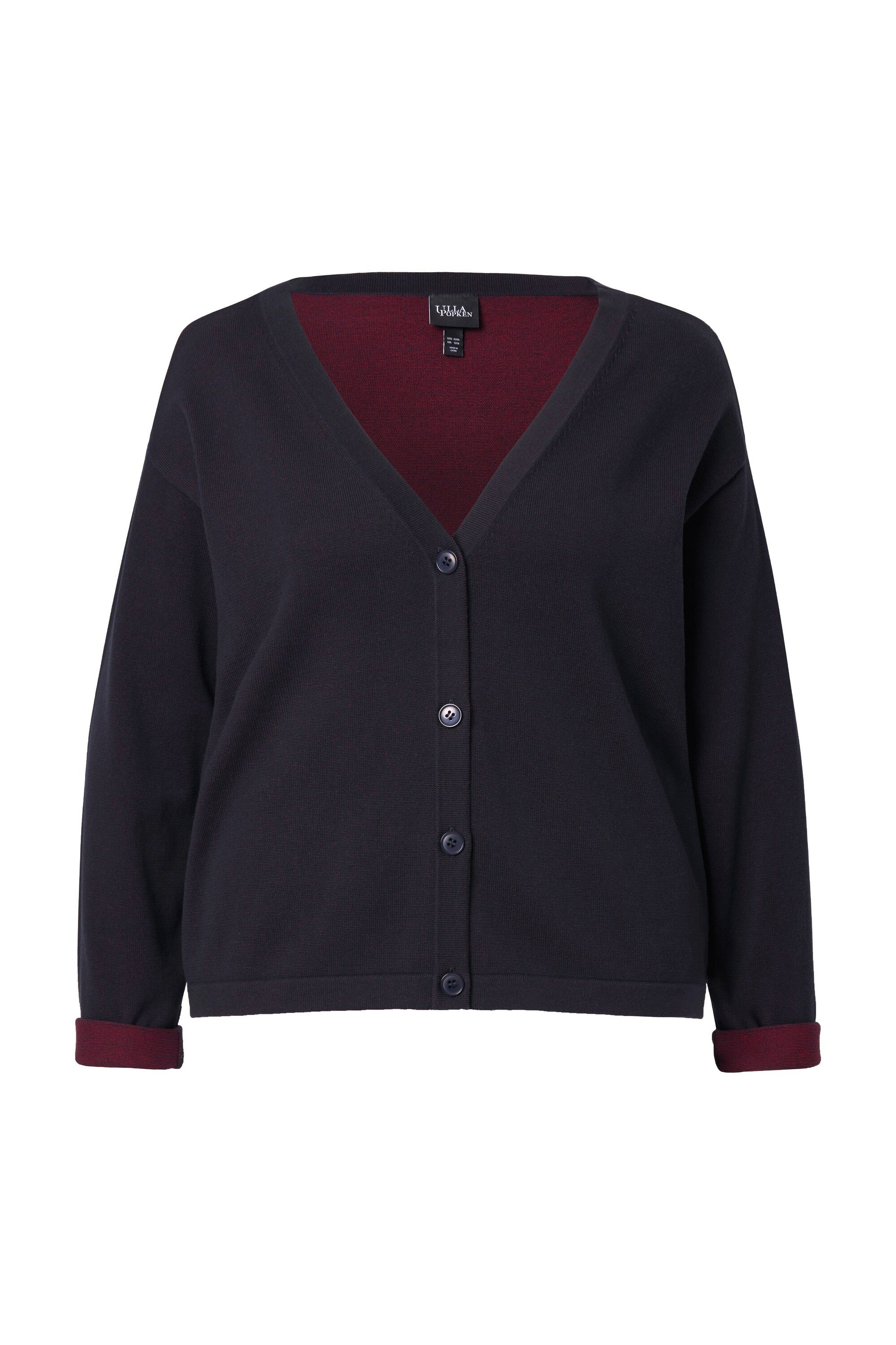 Ulla Popken Strickjacke Strickjacke Doubleface V-Ausschnitt Langarm günstig online kaufen