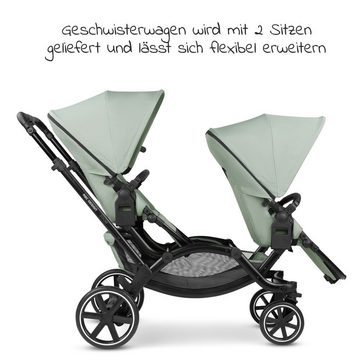 ABC Design Geschwisterwagen Zoom - Pine, Geschwisterkinderwagen Zwillingskinderwagen mit Babywanne & Sportsitz