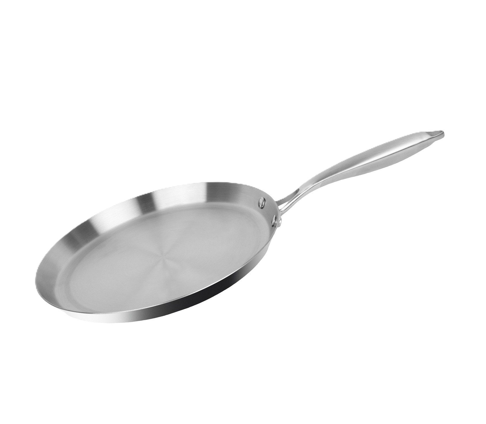 Cheffinger Crêpepfanne Edelstahl Crêpe Pfanne ø28 cm - Induktionsgeeignet & Antihaft, Edelstahl (1-tlg), Induktionsgeeignet, ergonomischer Griff, Silber