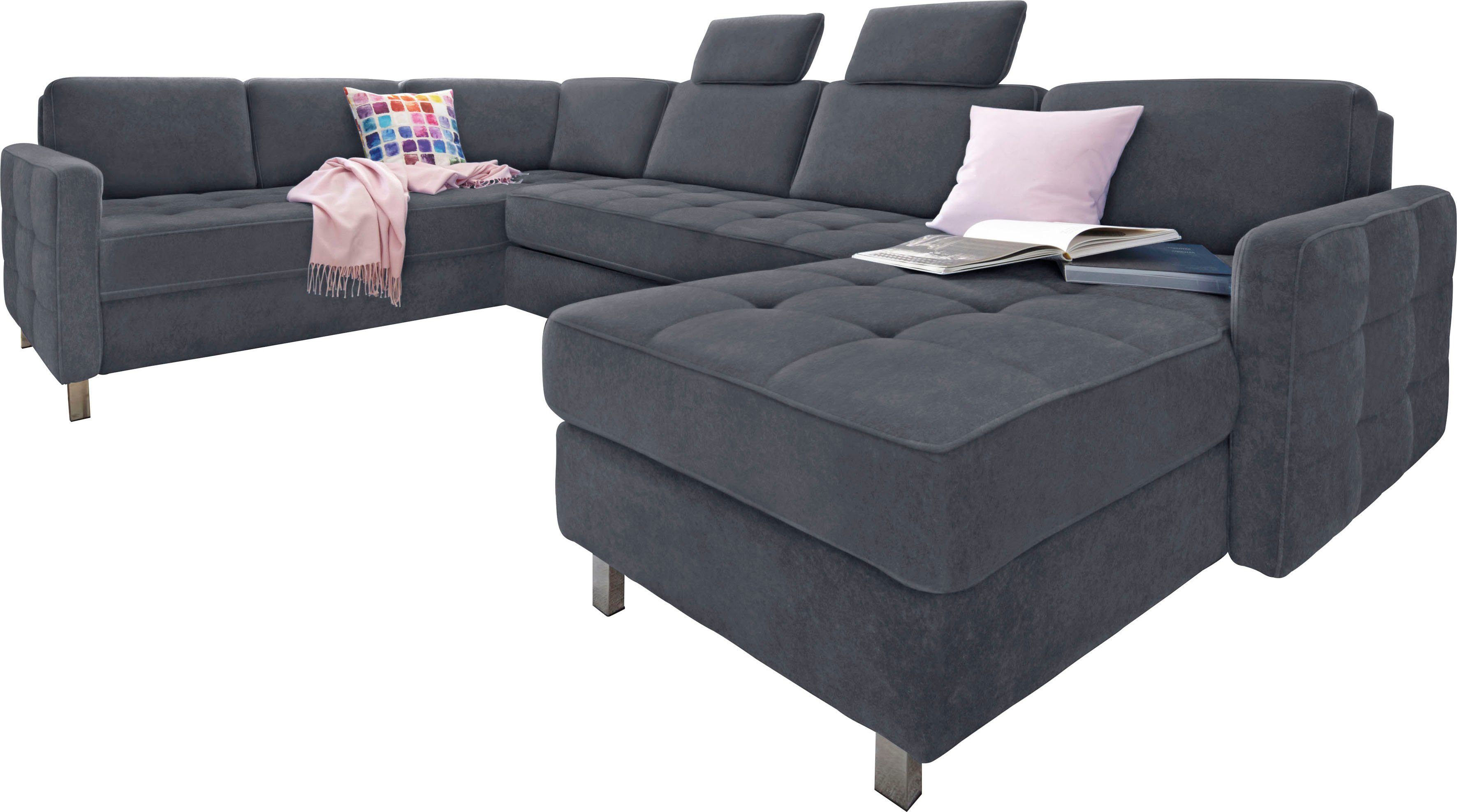 sit&more Wohnlandschaft Pablo U-Form, B: 292cm, inkl. 2 Kopfstützen, wahlweise mit Schlaffunktion und Bettkasten