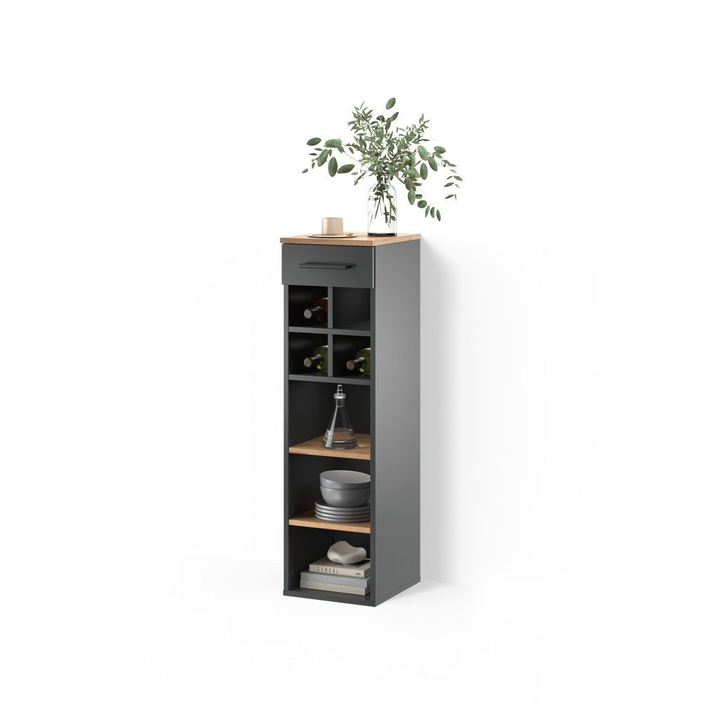 Livinity® Weinregal Regusa, Goldkraft Eiche/Anthrazit/Anthrazit, 30 x 106 cm, 1-tlg.