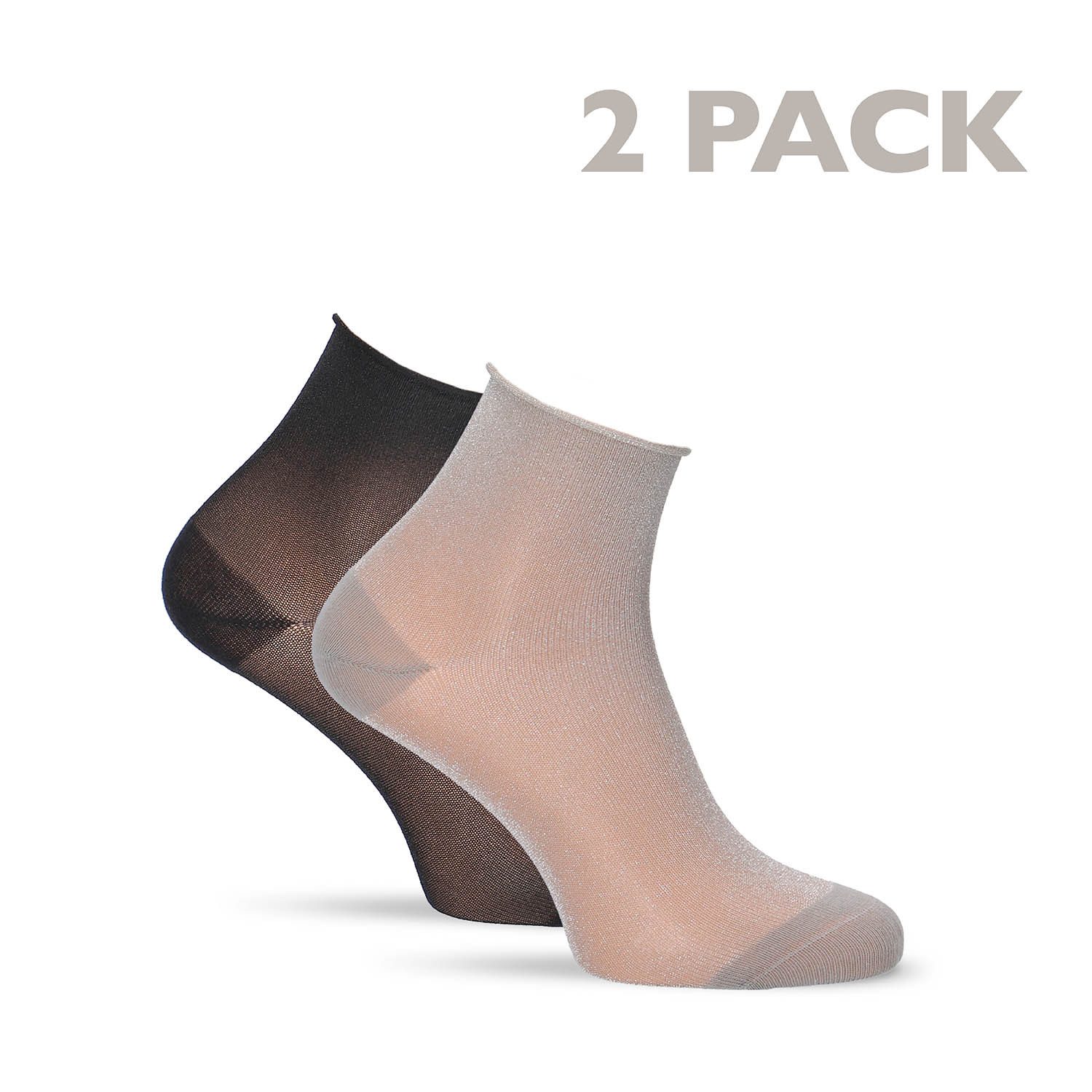 Tamaris Basicsocken Glitzer-Söckchen mit Rollrand (Spar-Pack, 2-Paar, 2 Paare) elegant