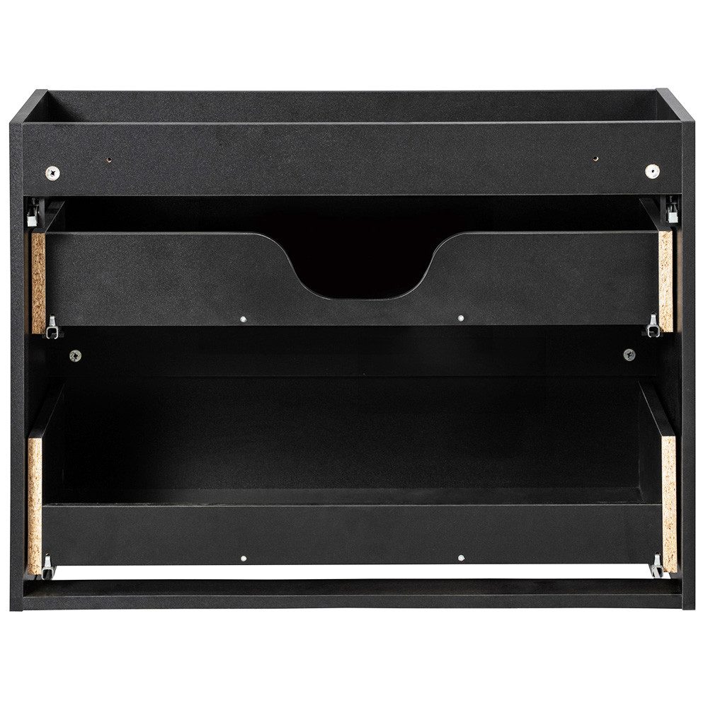 Lomadox Waschbeckenschrank NEWPORT-56-BLACK 140 cm Waschtisch-Unterschrank 40 cm tief Badschrank schwarz 2 Türen