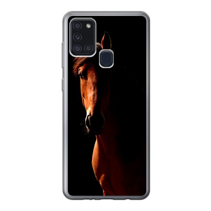 MuchoWow Handyhülle Pferd - Licht - Porträt Handyhülle Samsung Galaxy A21s Smartphone-Bumper Print Handy
