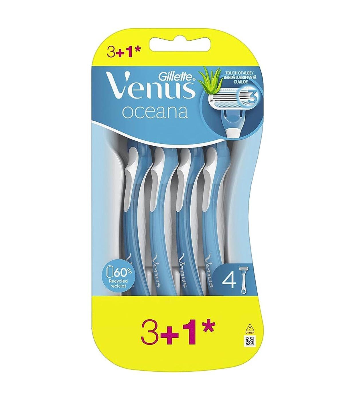 Gillette Venus Körperrasierer Oceana 3+1 Damen Einweg Körperrasierer, - 1erPack (1x4Klingen), 4-tlg.