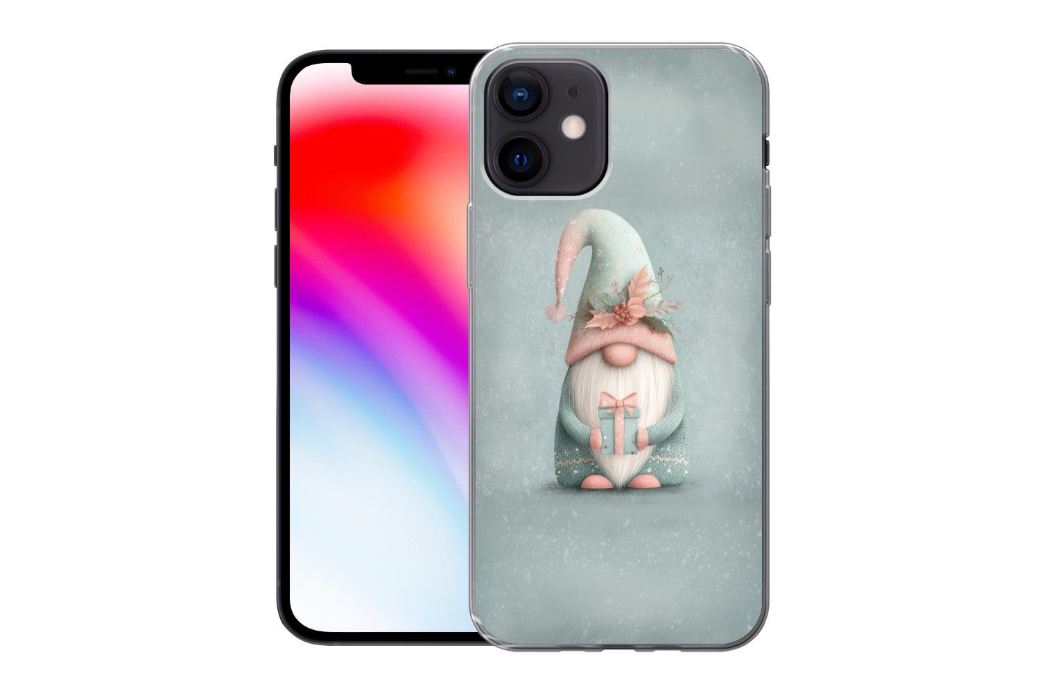 MuchoWow Handyhülle für Apple iPhone 12 Weihnachtszwerg - Geschenk - Grün, Smartphone-Bumper, Print, Handy Schutzhülle Dünn