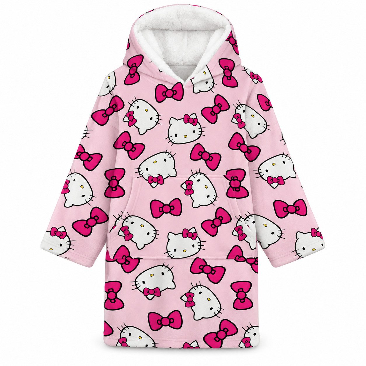Hello Kitty Sweatponcho Hello Kitty Kinder Kuschelponcho mit Ärmeln Kapuze Tasche (1-tlg) Gr. 7 bis 14 jahre