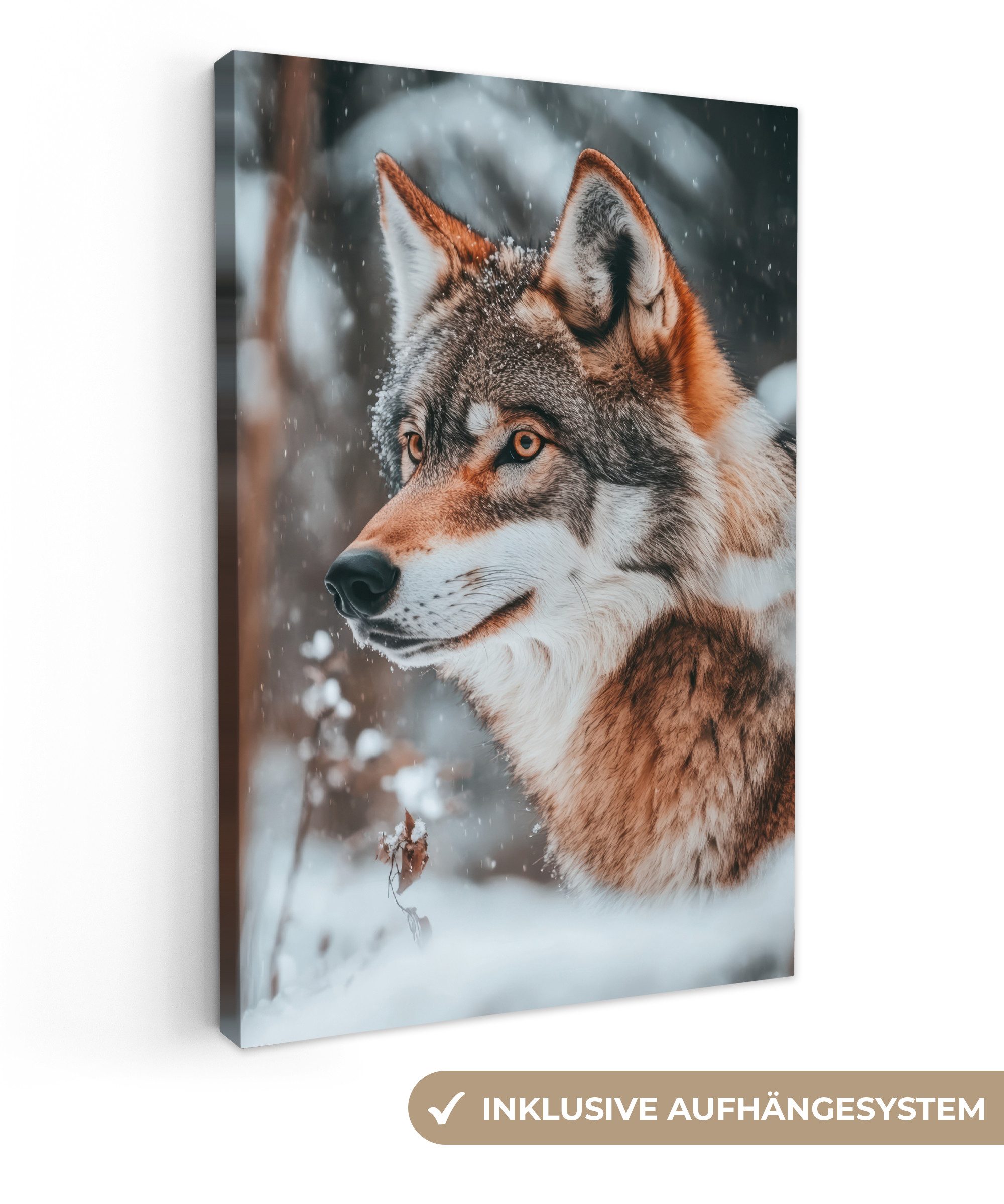 OneMillionCanvasses® Leinwandbild Wolf - Schnee - günstig online kaufen