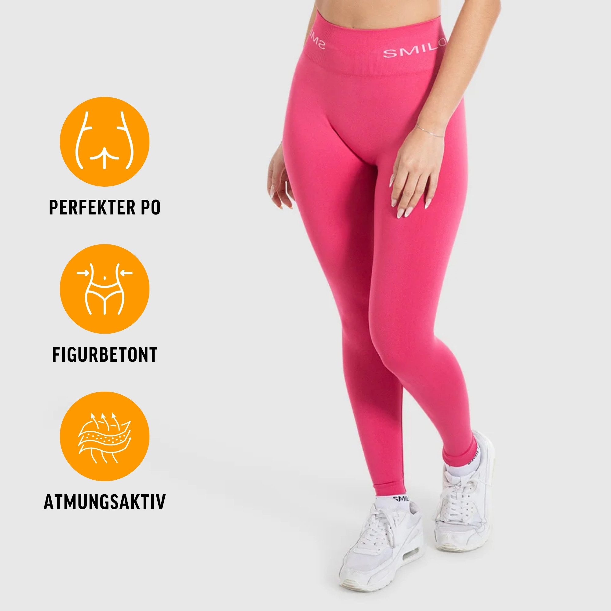 Smilodox Leggings Azura, Push Up Booy Fitnessleggings mit Schriftzug Sport & Alltag Scrunch Butt Squat-Sicher High Waist Seamless Yoga Gymhose Blickdicht