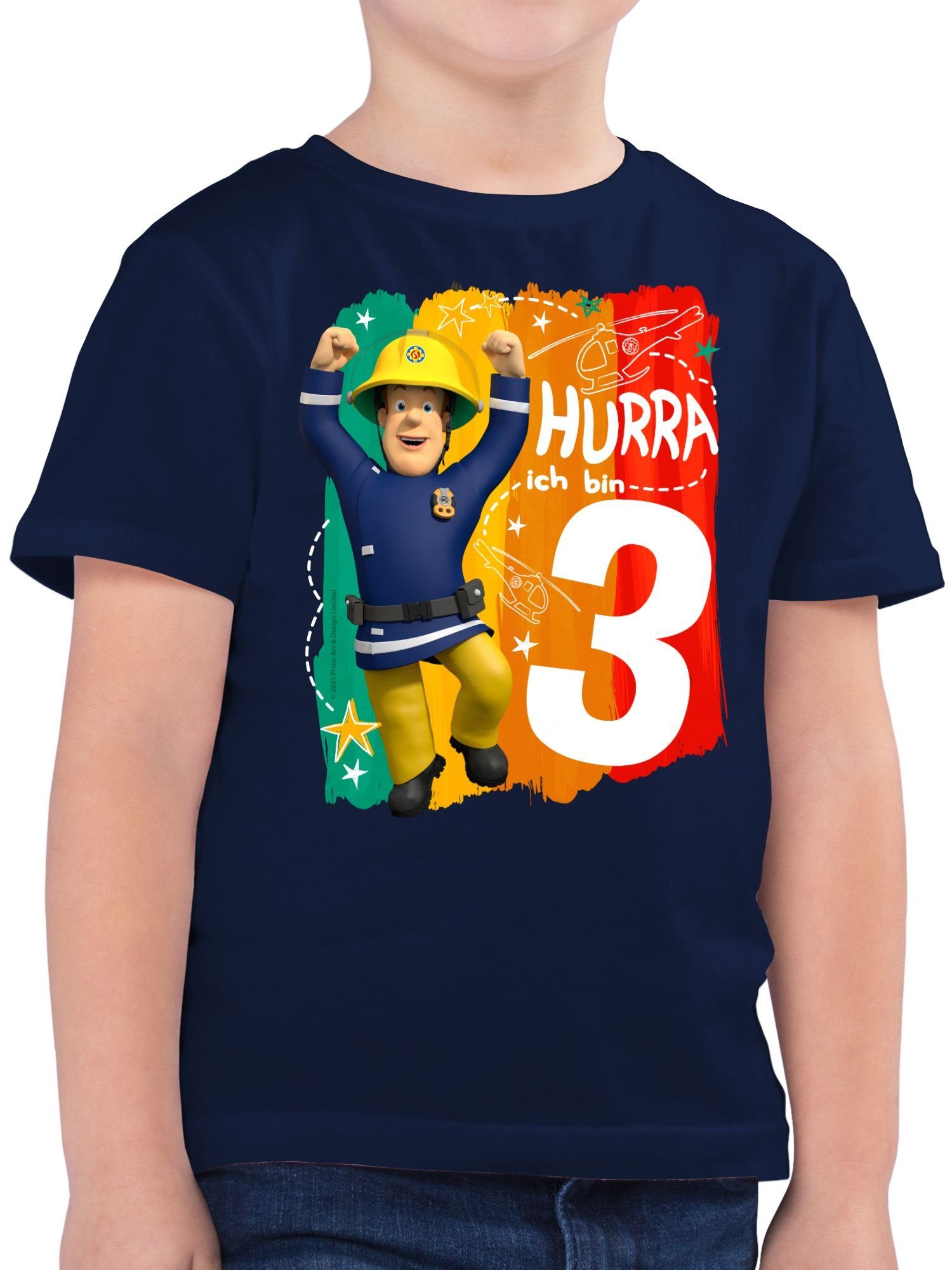 Shirtracer T-Shirt Hurra ich bin Drei - Sam (1-tlg) Feuerwehrmann Sam Jungen