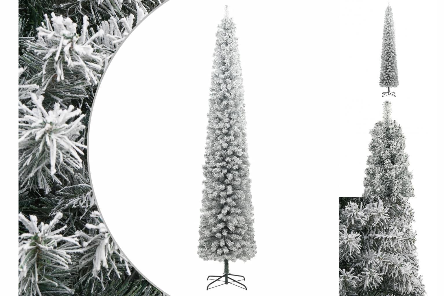 vidaXL Künstlicher Weihnachtsbaum Weihnachtsbaum Schlank mit Ständer Beschneit 270 cm PVC