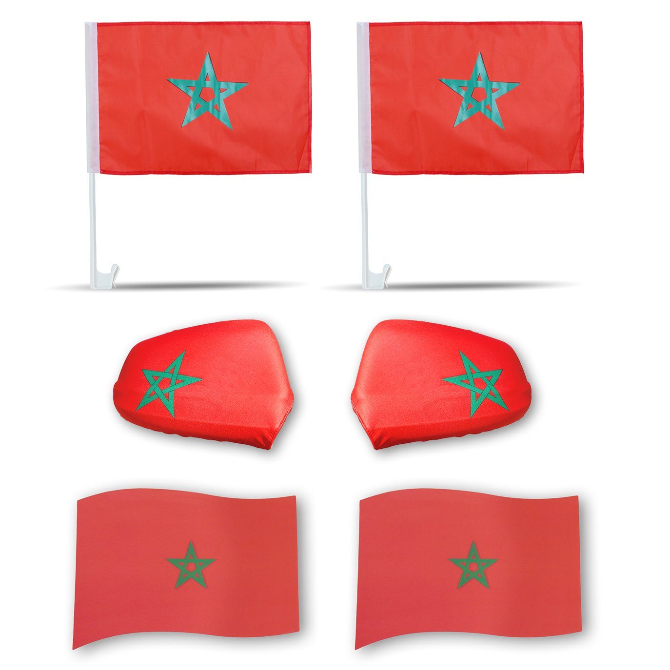 Sonia Originelli Fahne Fanpaket "Marokko" Morocco Fußball 3D Magnet Außenspiegel Flaggen, Magnete: 3D-Effekt | Fanfahnen