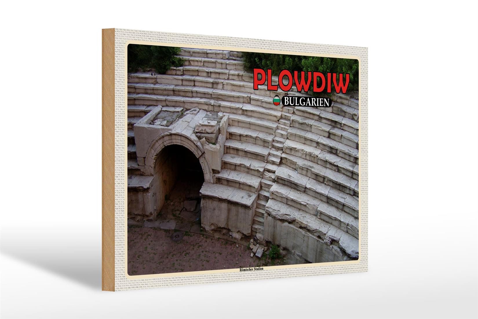 Femer GmbH Holzbild Reise 30x20cm Plowdiw Bulgarien Römisches Stadion, (1 St), Glatte Holzfaserplatte (MDF), vorn beschichtet