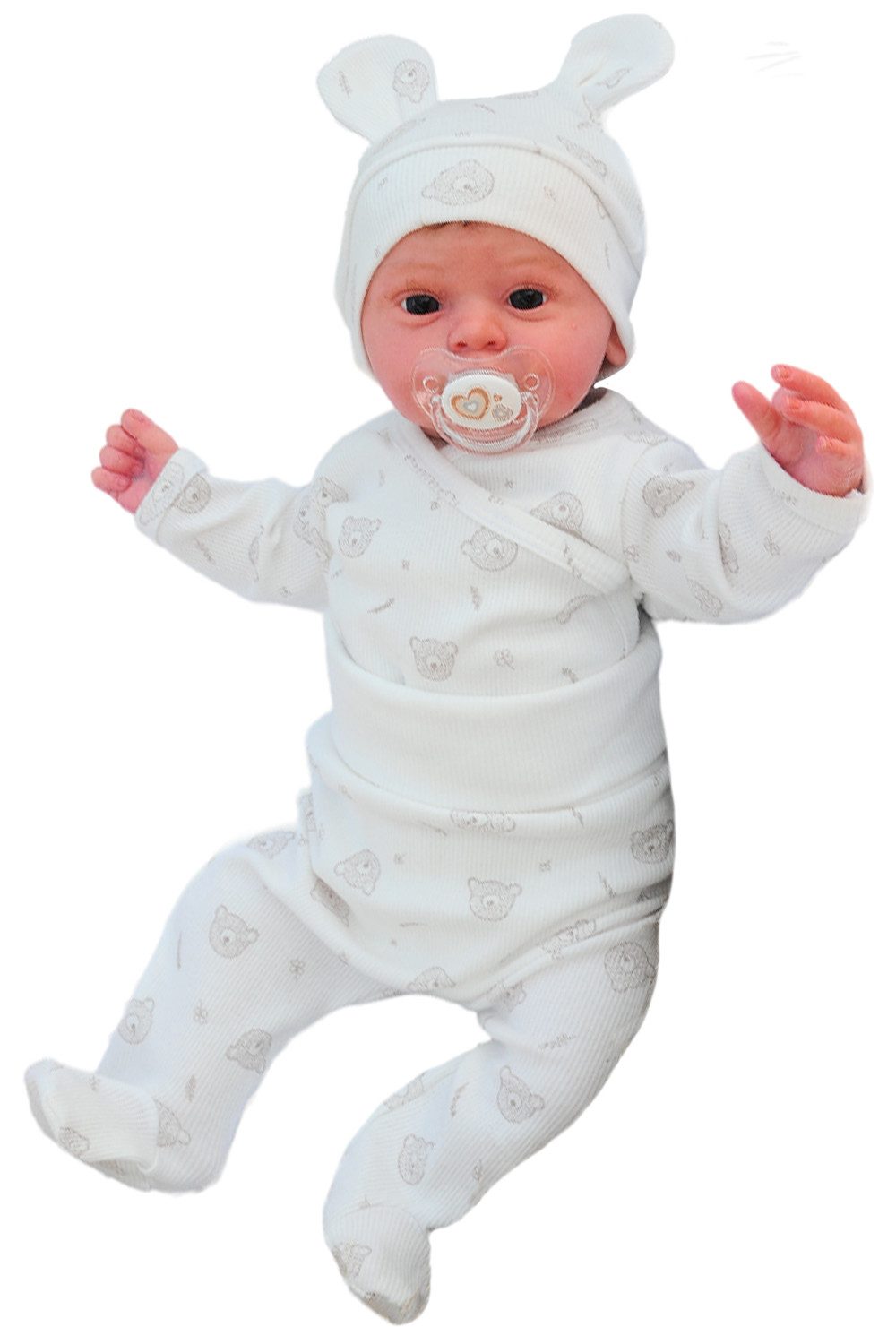 Body & Hose Erstlingsset Baby Anzug Langarmbody Hose Mütze Wickelbody Set