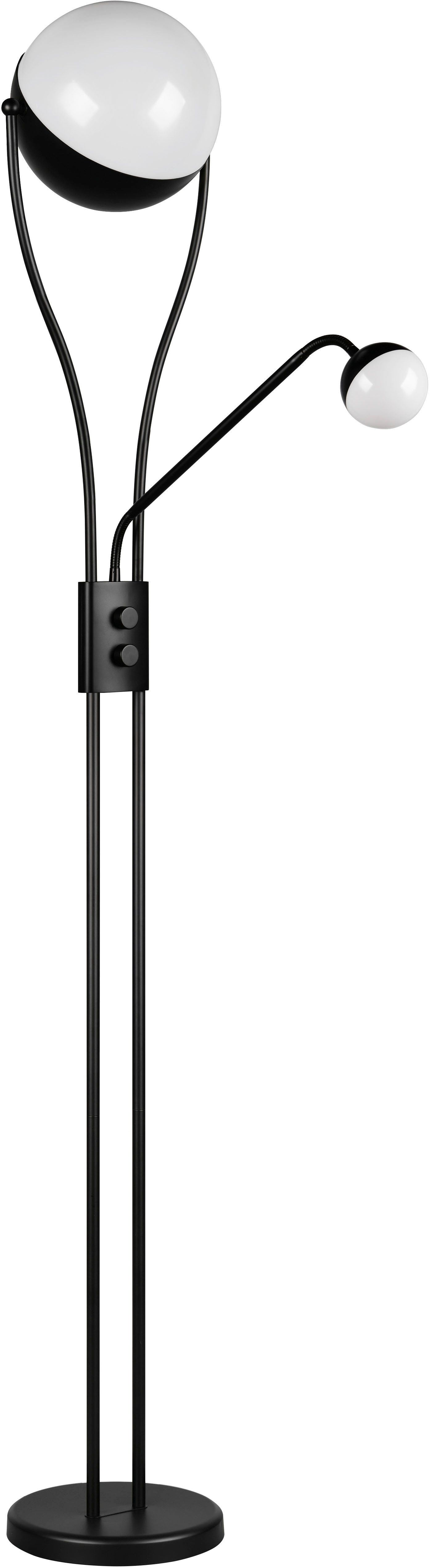 TRIO Leuchten LED Stehlampe CHRIS, LED Stehleuchte, mit Lesearm, Drehdimmer, Dimmfunktion, Lesearm, getrennt schaltbar, LED fest integriert, Warmweiß, flexibles Leselicht getrennt schalten + dimmen, warmweißes Licht 3000K