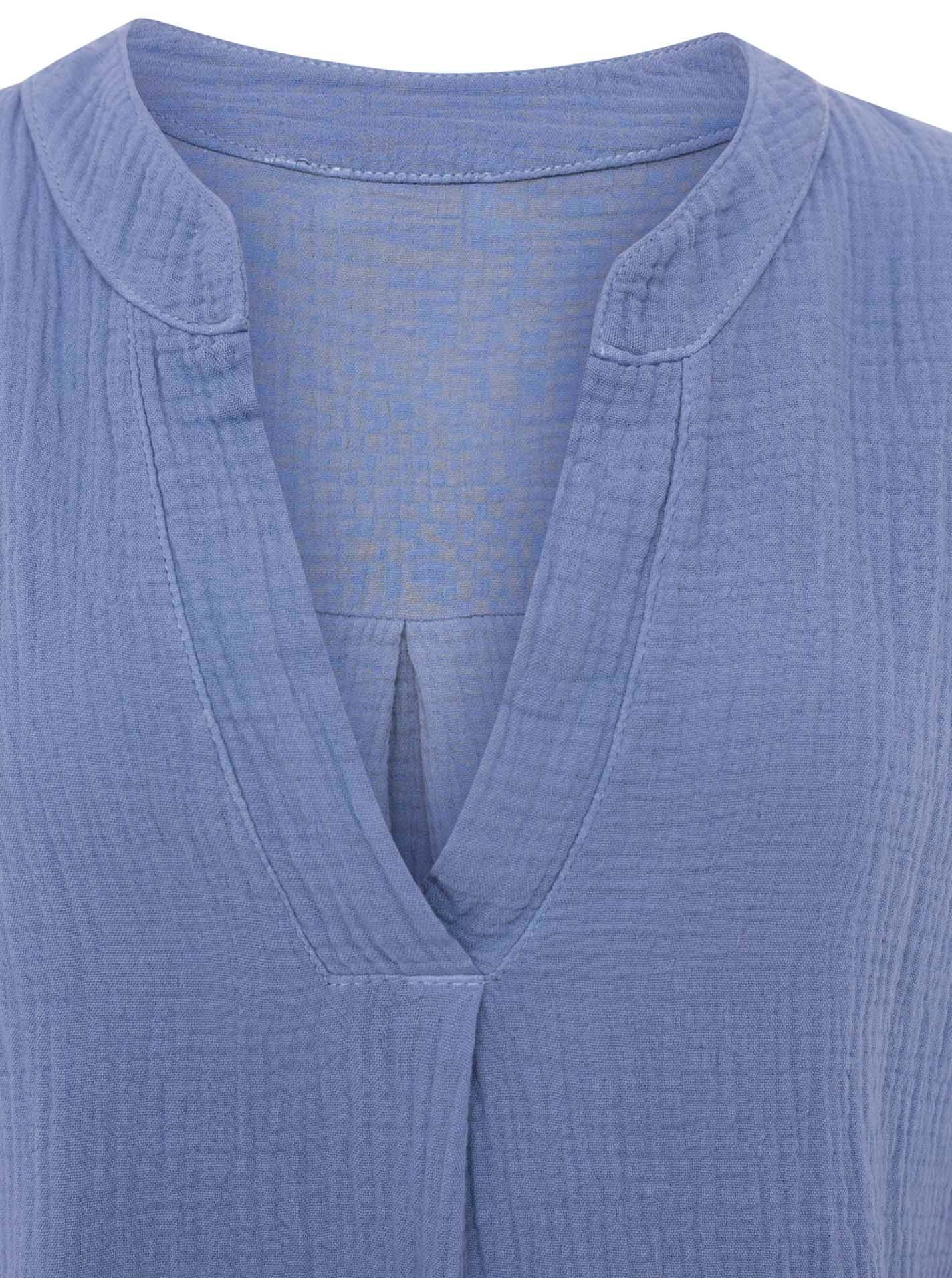 Zwillingsherz Schlupfbluse "Rom" verlängerte Rückenpartie, V-Neck, Turn-Up Ärmel, Musselin – Bild 5 von 5