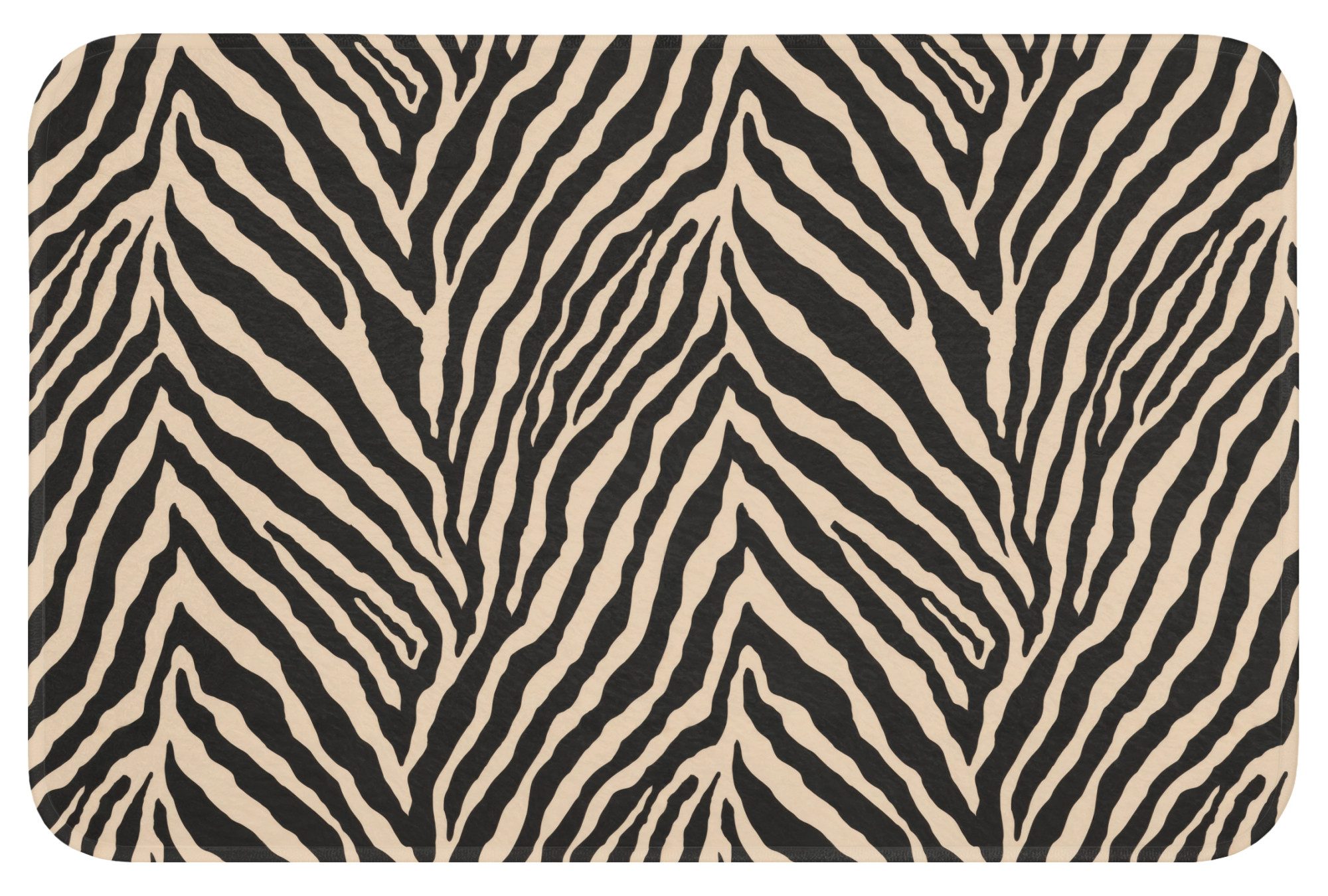 OnlyWow Badematte Zebra - Klassisch - Schwarz, Höhe 10 mm, Polyester, Rechteckig, Badezimmerteppich, Badteppich, Rutschfest, Badvorleger, Waschbar