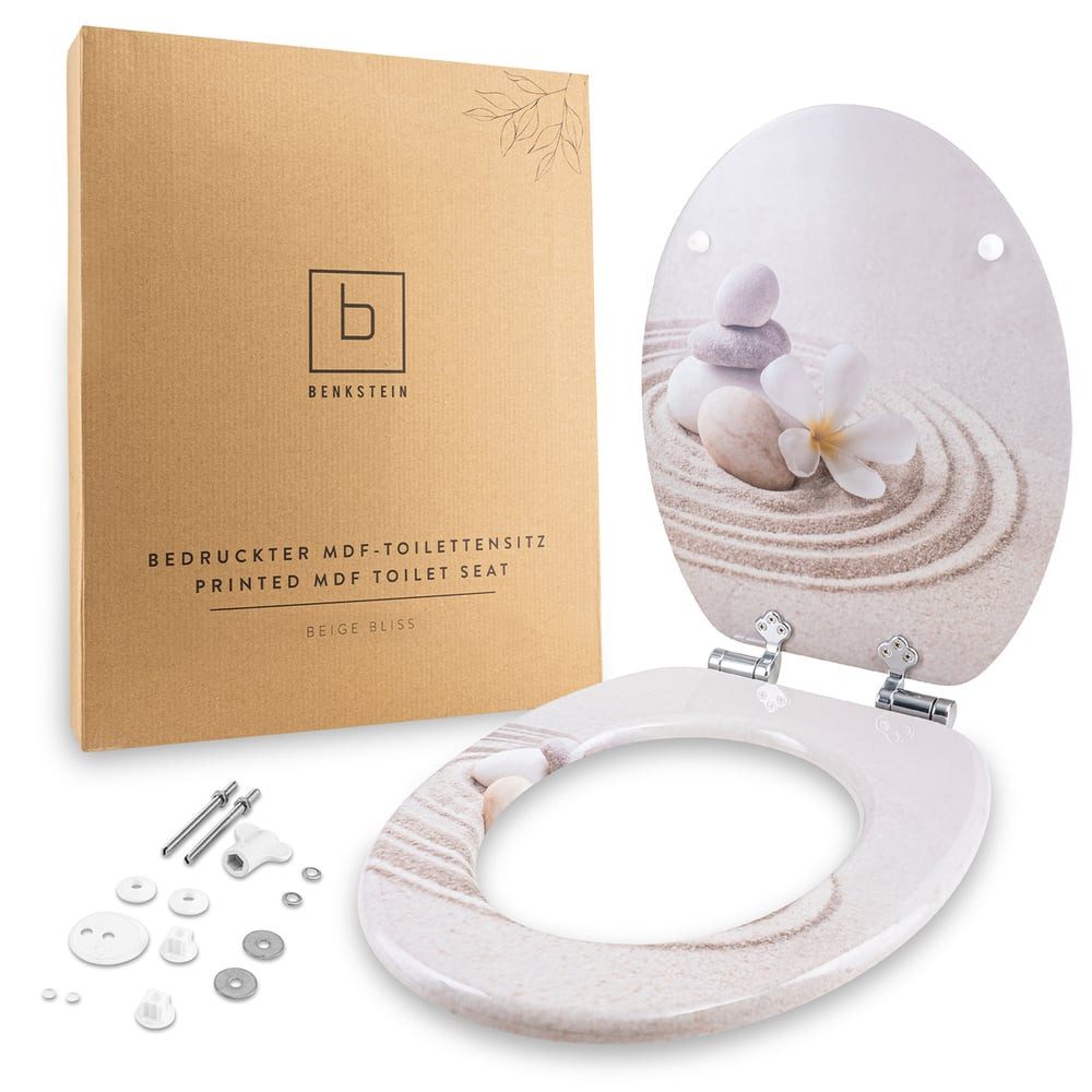 Benkstein WC-Sitz Premium-Toilettendeckel - stylish bedruckt: Beige Bliss - robust