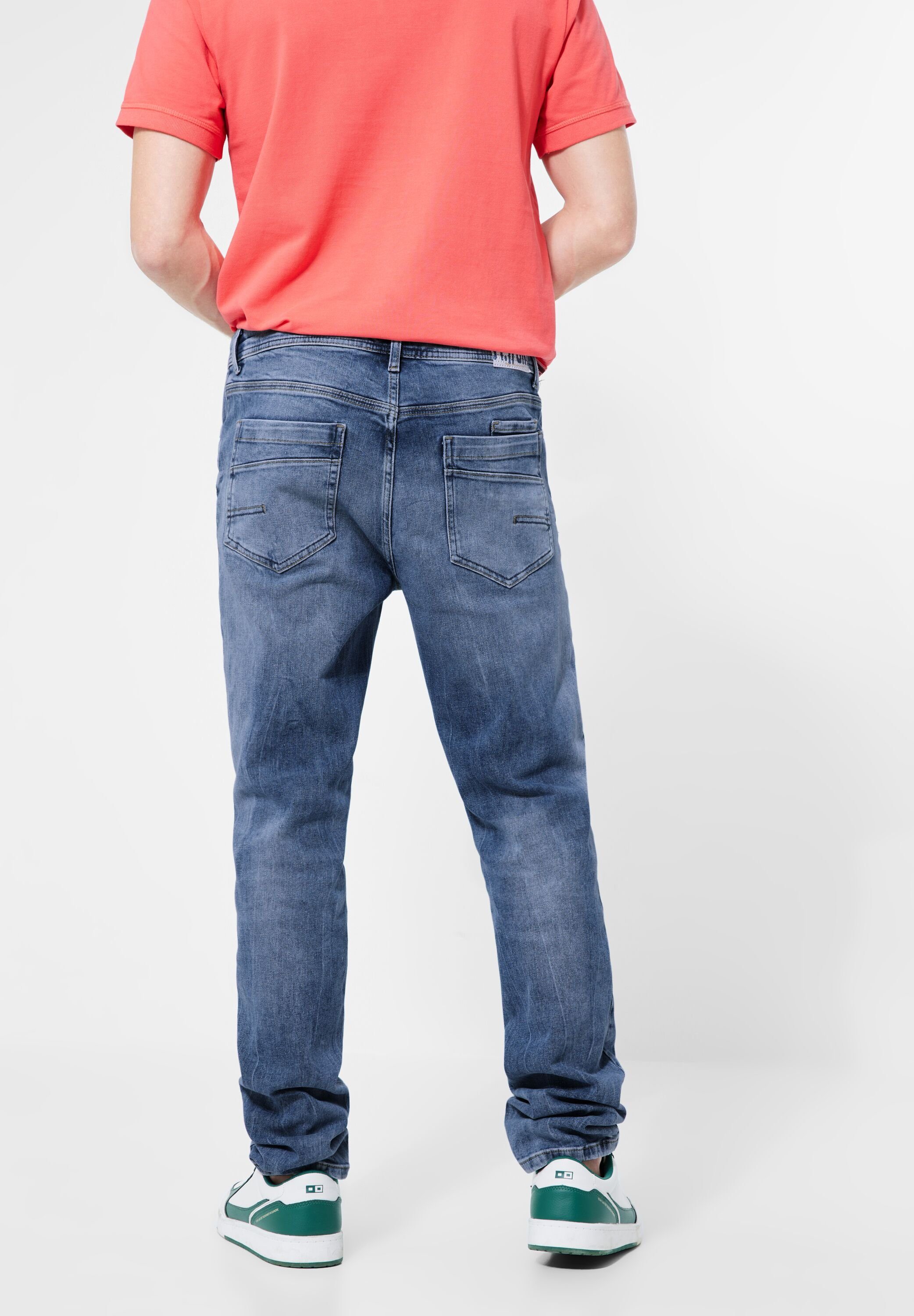 STREET ONE MEN Regular-fit-Jeans im Used Look dark indigo authentic wash