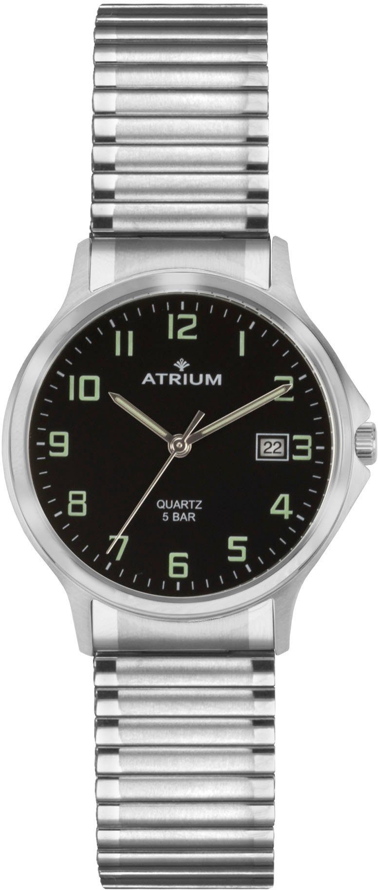 Atrium Quarzuhr A12-51, Armbanduhr, Herrenuhr, Datum, Flexband, Zugband