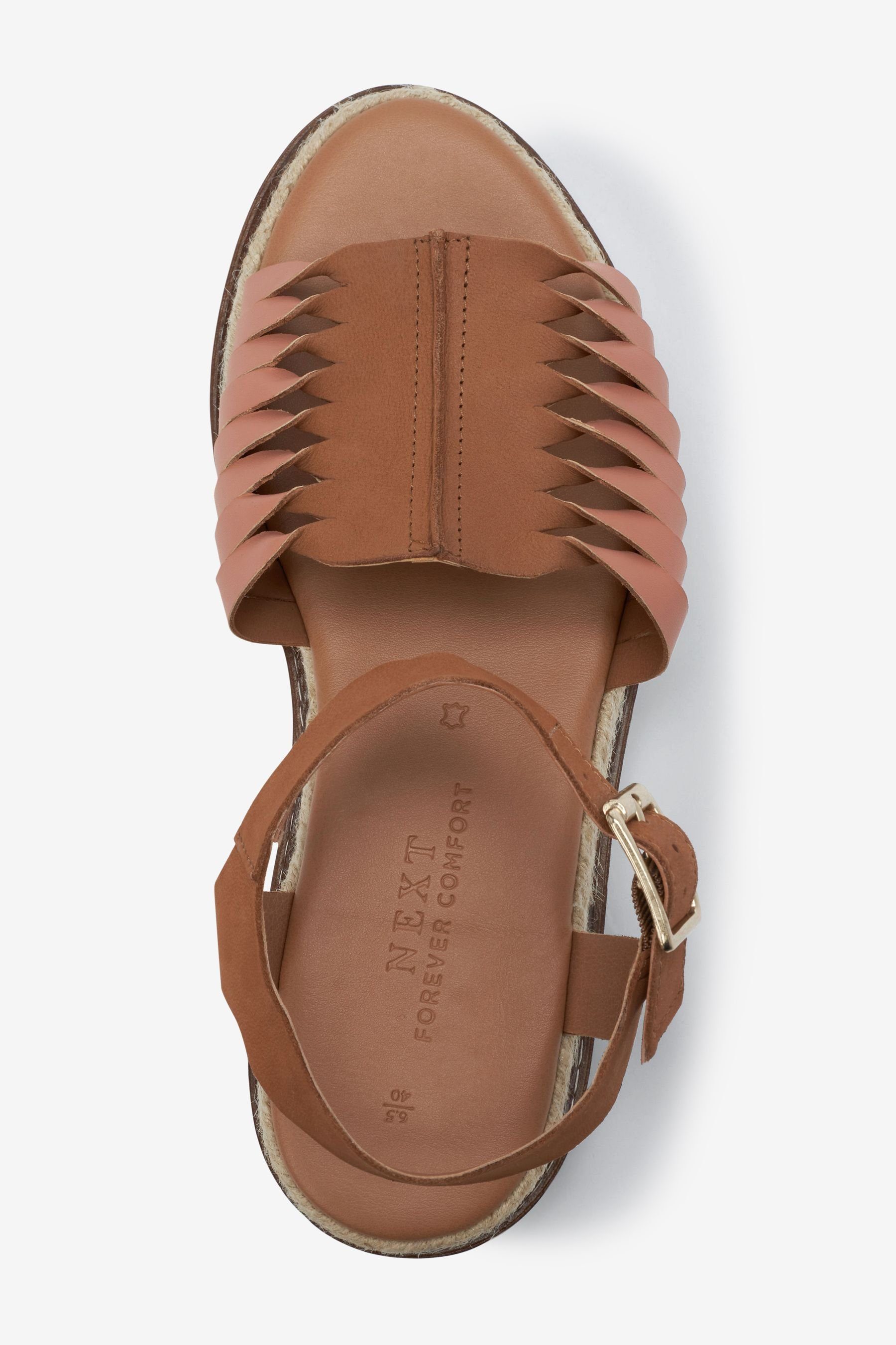 Next Forever Comfort® Flatform-Sandaletten aus Brown (1-tlg) Leder Sandale Tan