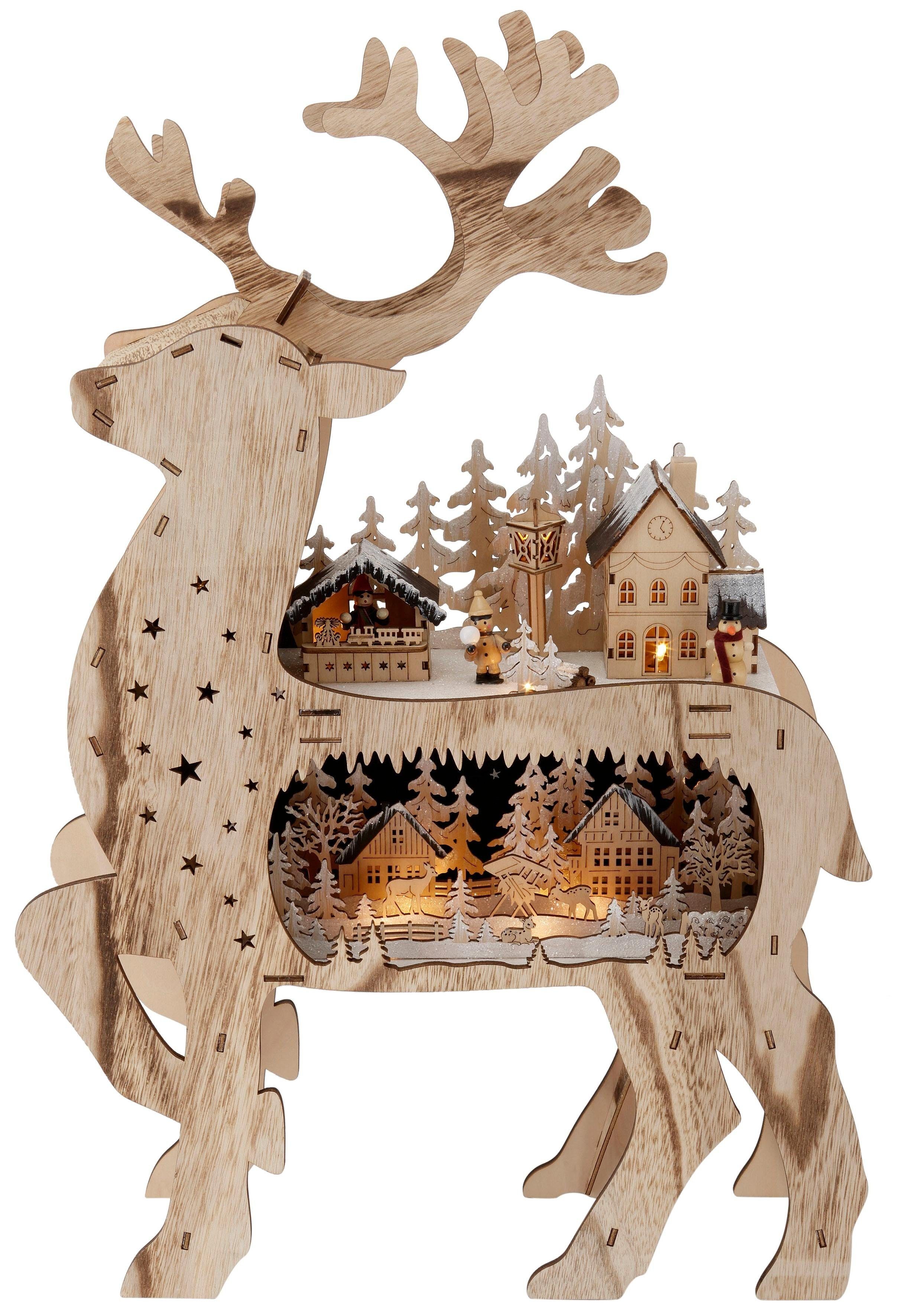 Home affaire Lichterbogen Rentier, Weihnachtsdeko, mit vielen Details, Höhe 67 cm | Schwibbögen